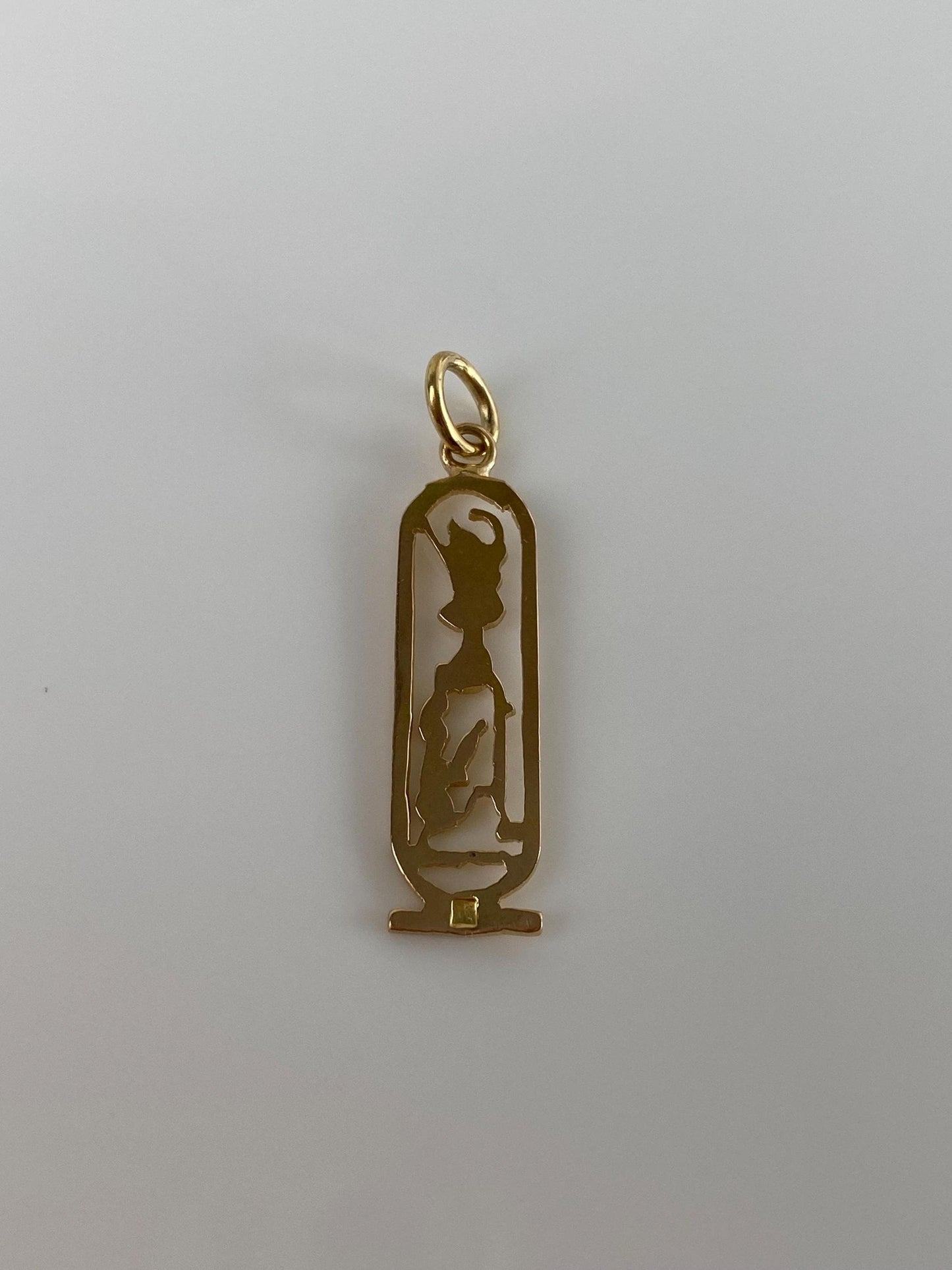 Vintage Solid 18k Yellow Gold Egyptian Cartouche Charm