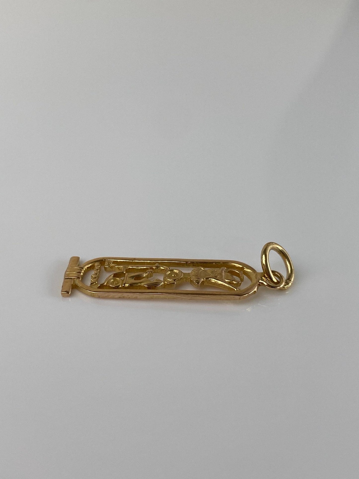 Vintage Solid 18k Yellow Gold Egyptian Cartouche Charm