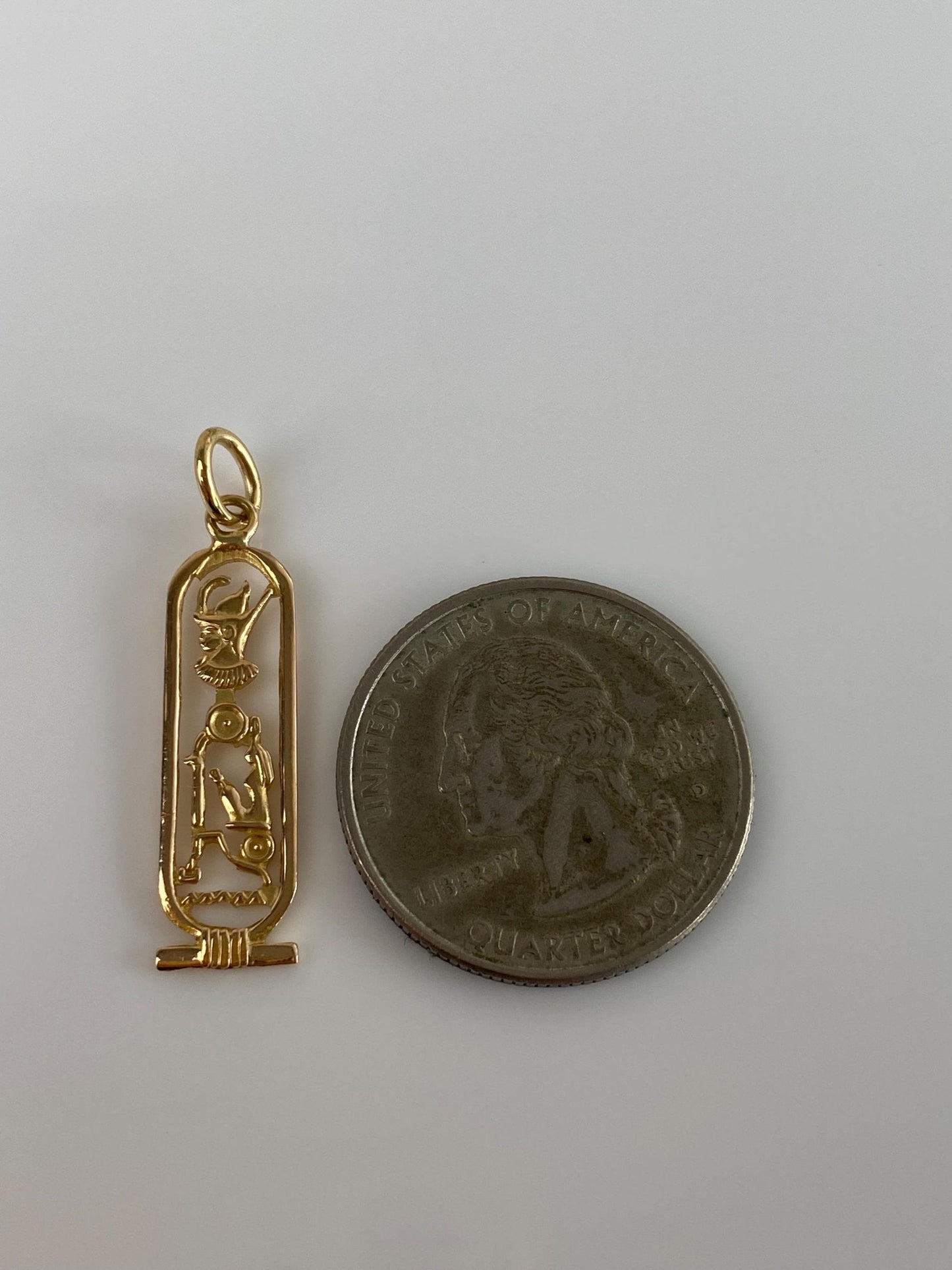Vintage Solid 18k Yellow Gold Egyptian Cartouche Charm