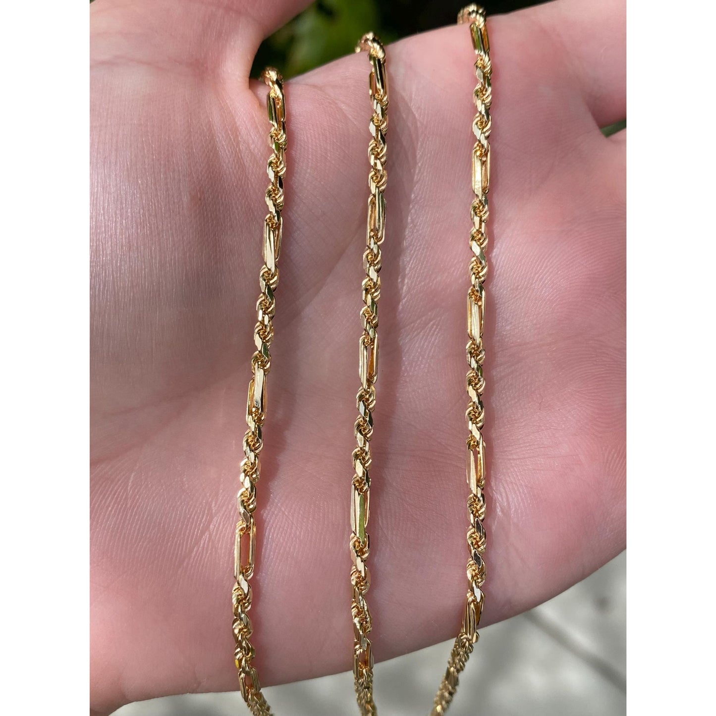 Vintage Solid 14k Yellow Gold Long Fancy Rope Chain Necklace - 30 inches