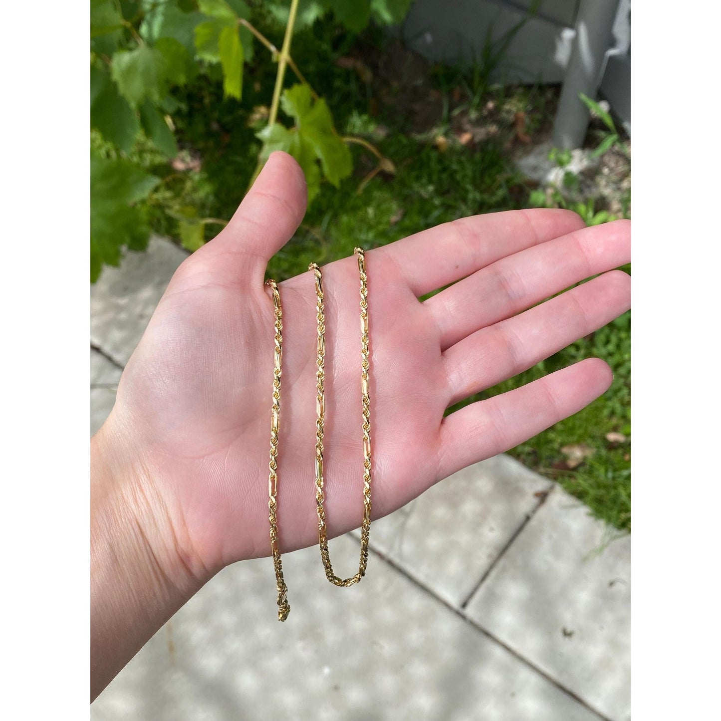 Vintage Solid 14k Yellow Gold Long Fancy Rope Chain Necklace - 30 inches