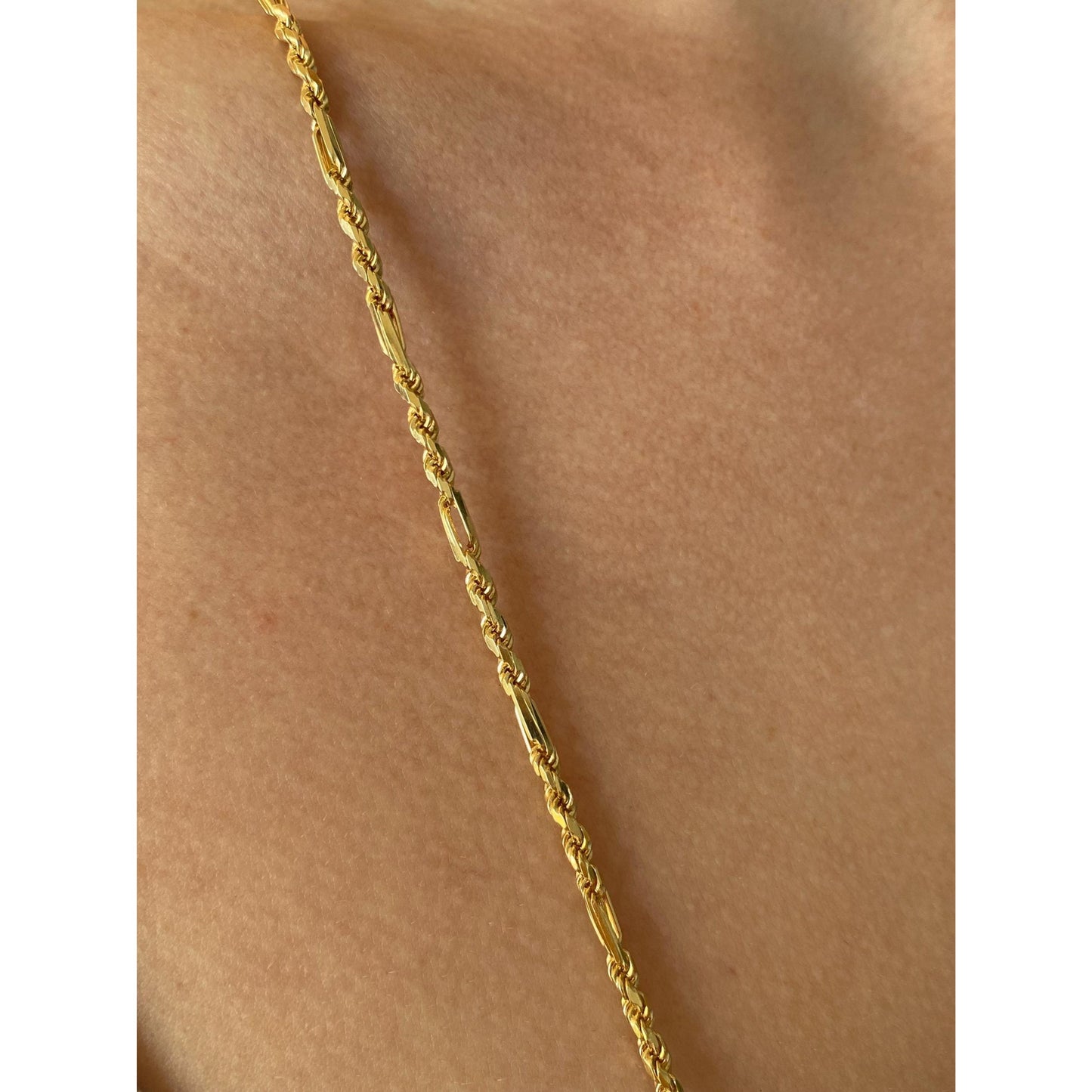 Vintage Solid 14k Yellow Gold Long Fancy Rope Chain Necklace - 30 inches