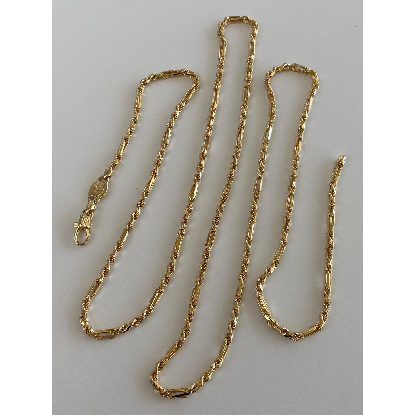 Vintage Solid 14k Yellow Gold Long Fancy Rope Chain Necklace - 30 inches