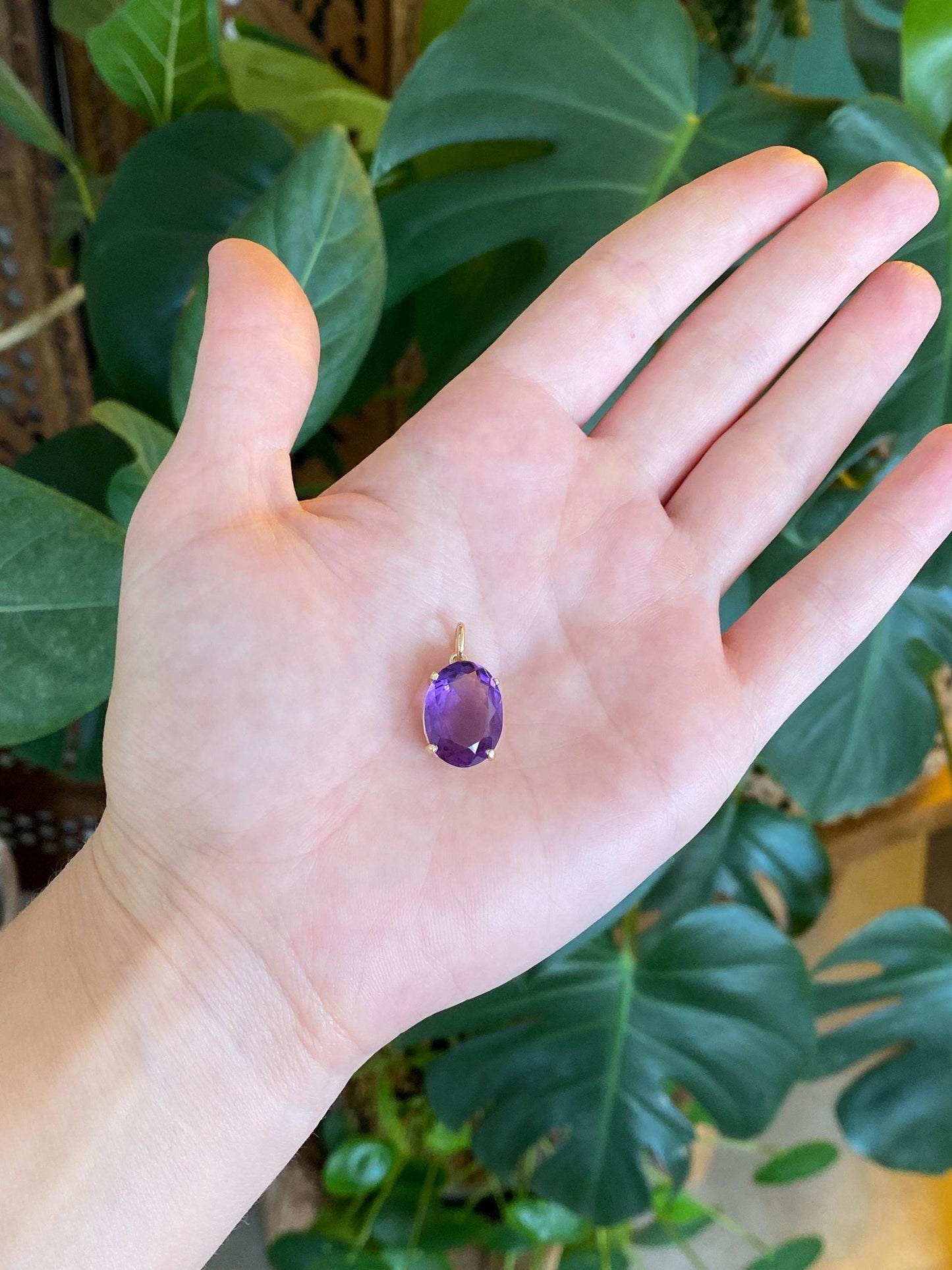 Vintage Solid 14k Yellow Gold Amethyst Charm