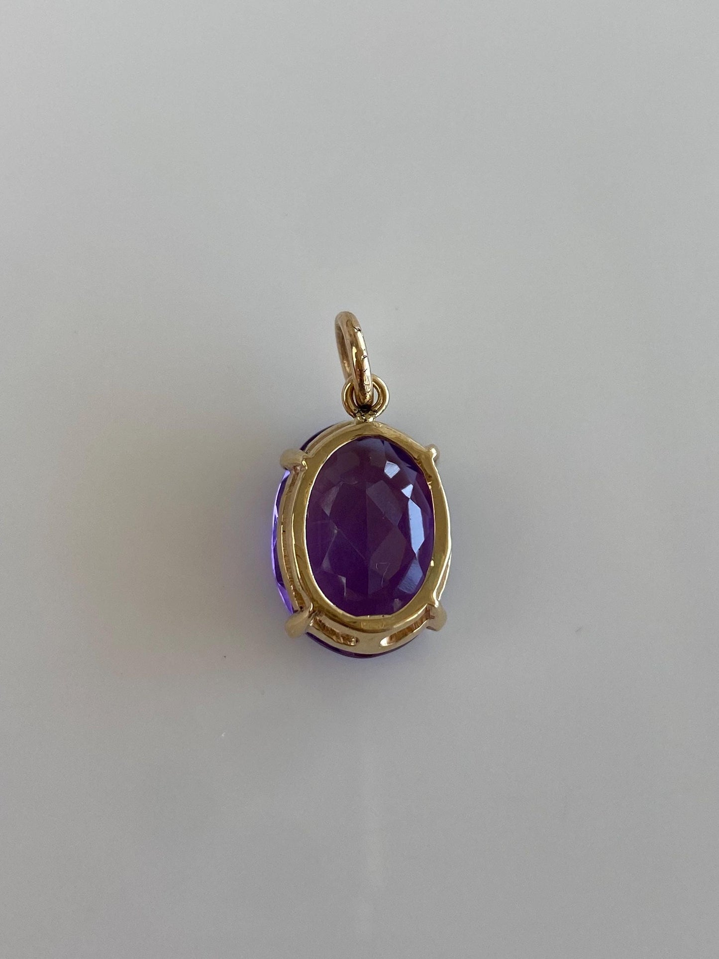 Vintage Solid 14k Yellow Gold Amethyst Charm
