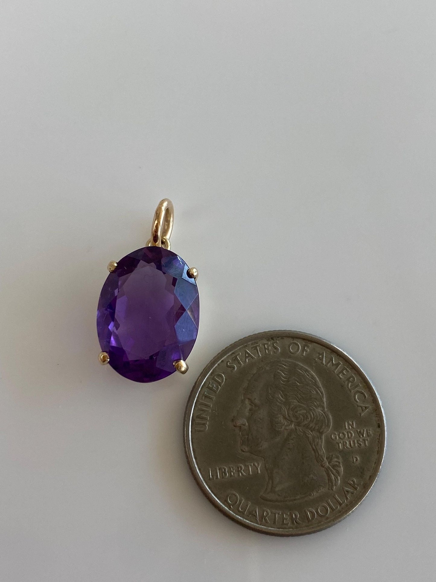 Vintage Solid 14k Yellow Gold Amethyst Charm