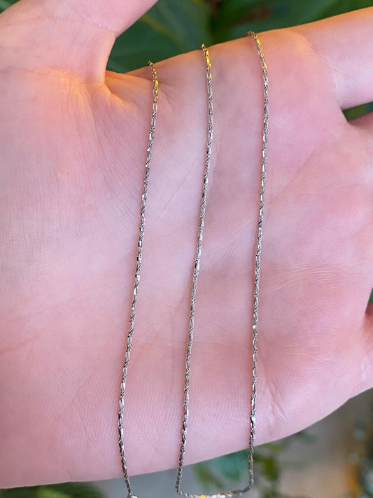 Vintage Solid 18k White Gold Twist Chain Necklace - 18 inches