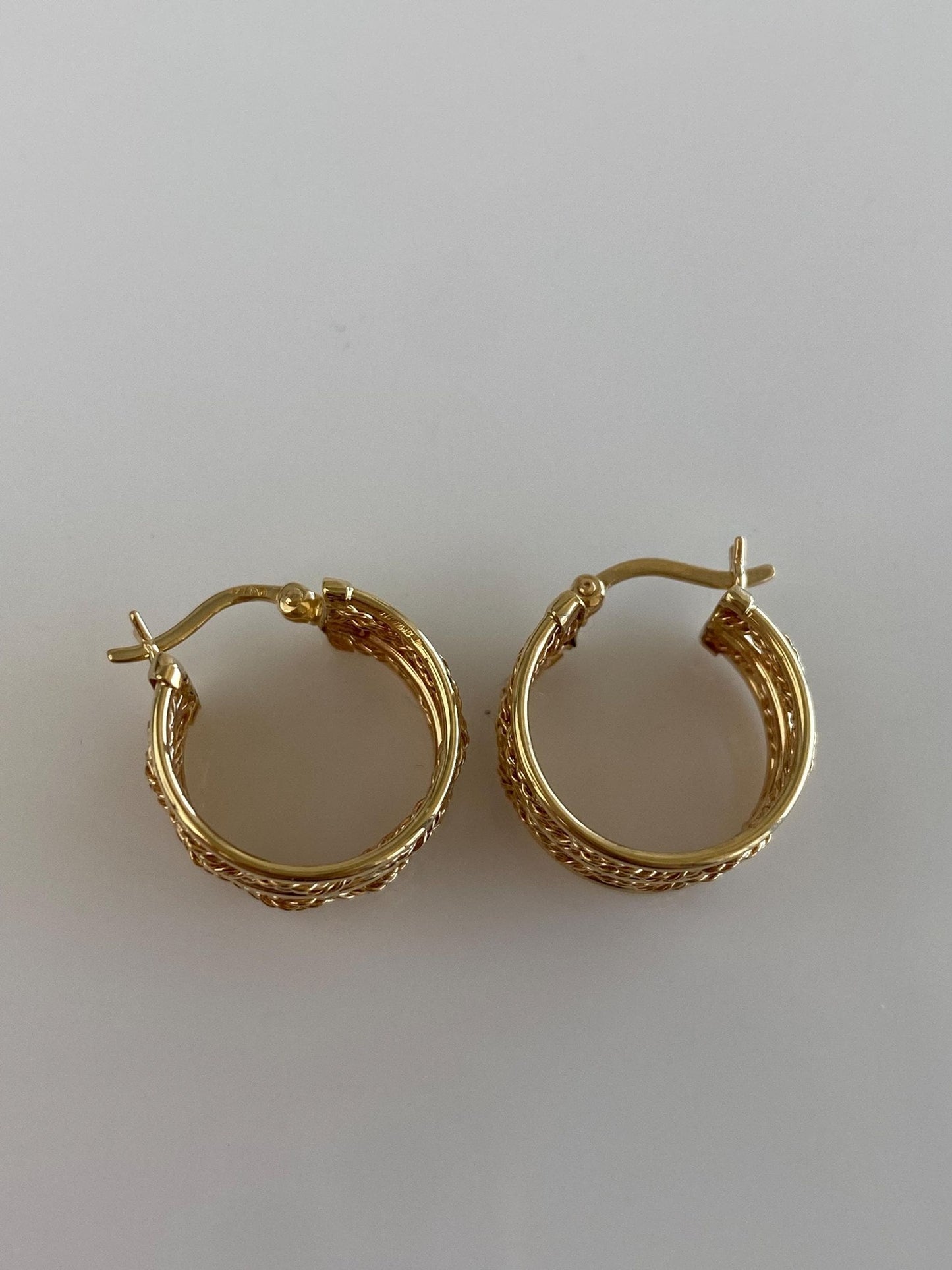 Vintage 18k Yellow Gold Woven Hoop Earrings