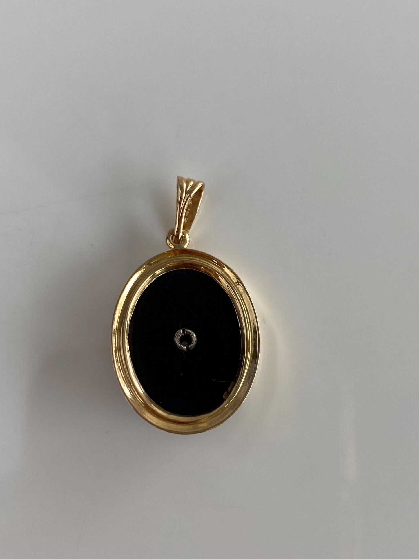 Solid 10k White & Yellow Gold Black Onyx Diamond Charm