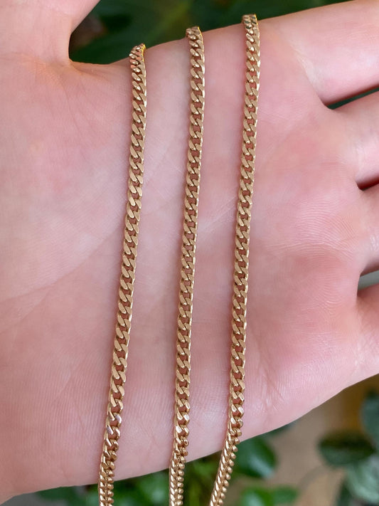 Vintage Solid 14k Yellow Gold Curb Chain Necklace - 19 inches