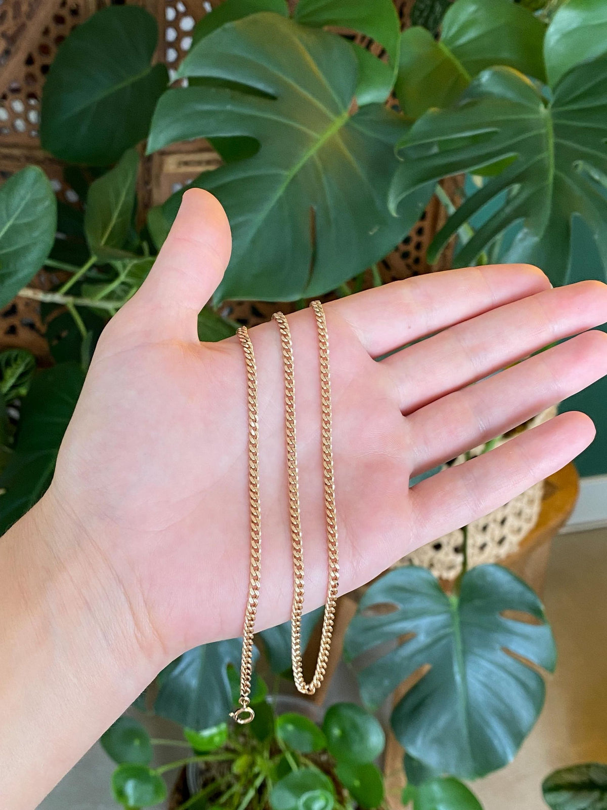 Vintage Solid 14k Yellow Gold Curb Chain Necklace - 19 inches
