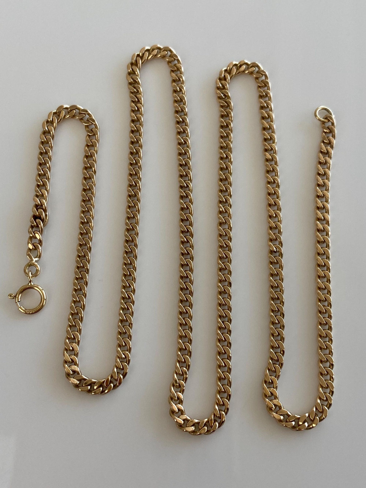 Vintage Solid 14k Yellow Gold Curb Chain Necklace - 19 inches