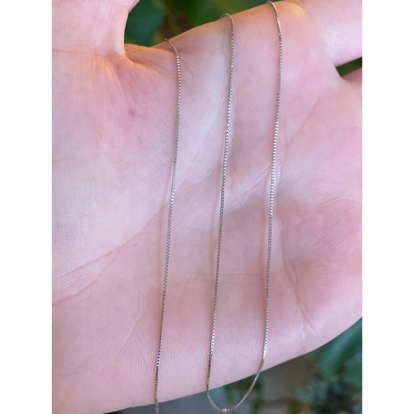 Vintage Solid 14k White Gold Dainty Box Chain Necklace - 18.75 inches