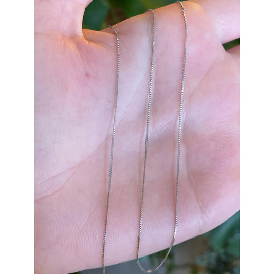 Vintage Solid 14k White Gold Dainty Box Chain Necklace - 18.75 inches