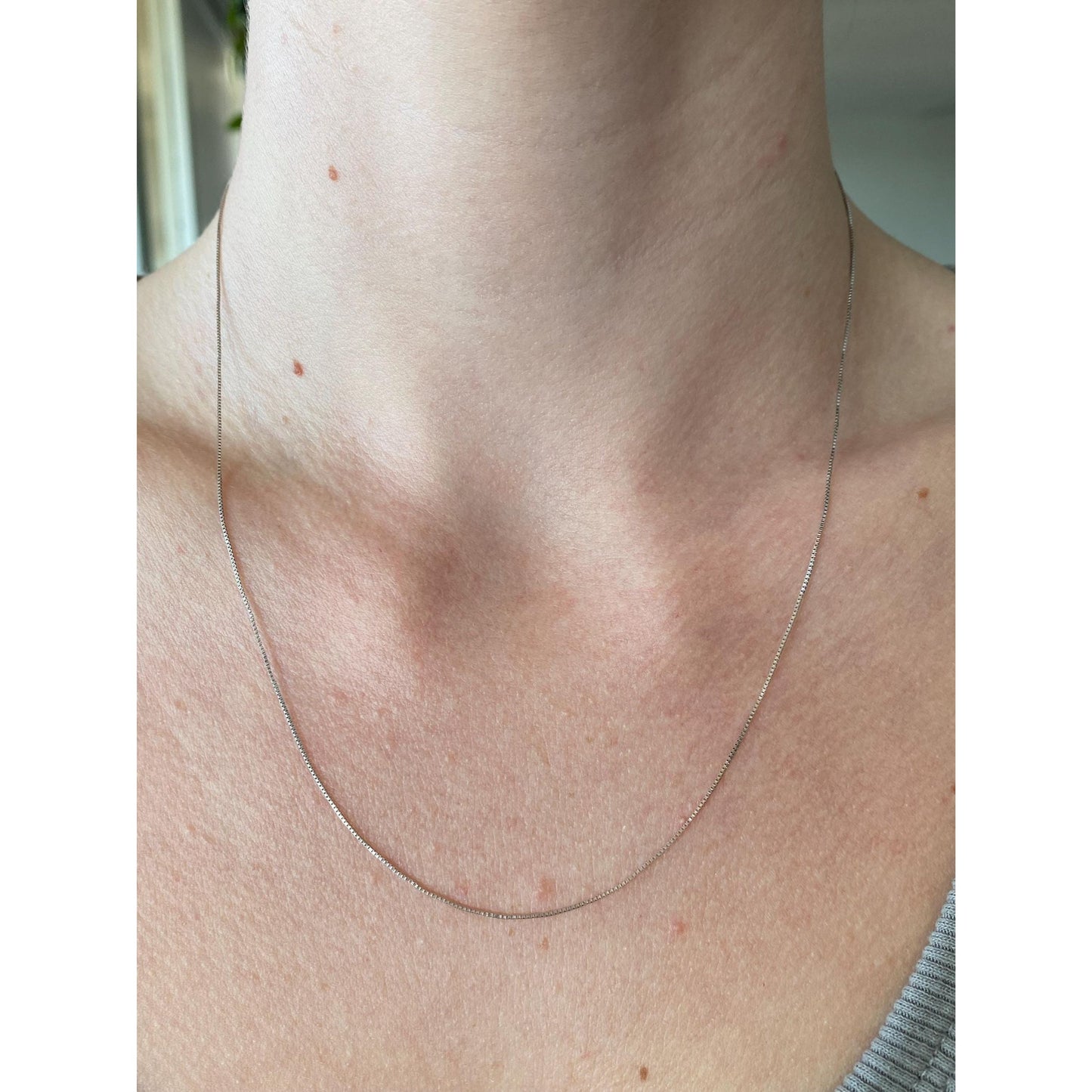 Vintage Solid 14k White Gold Dainty Box Chain Necklace - 18.75 inches