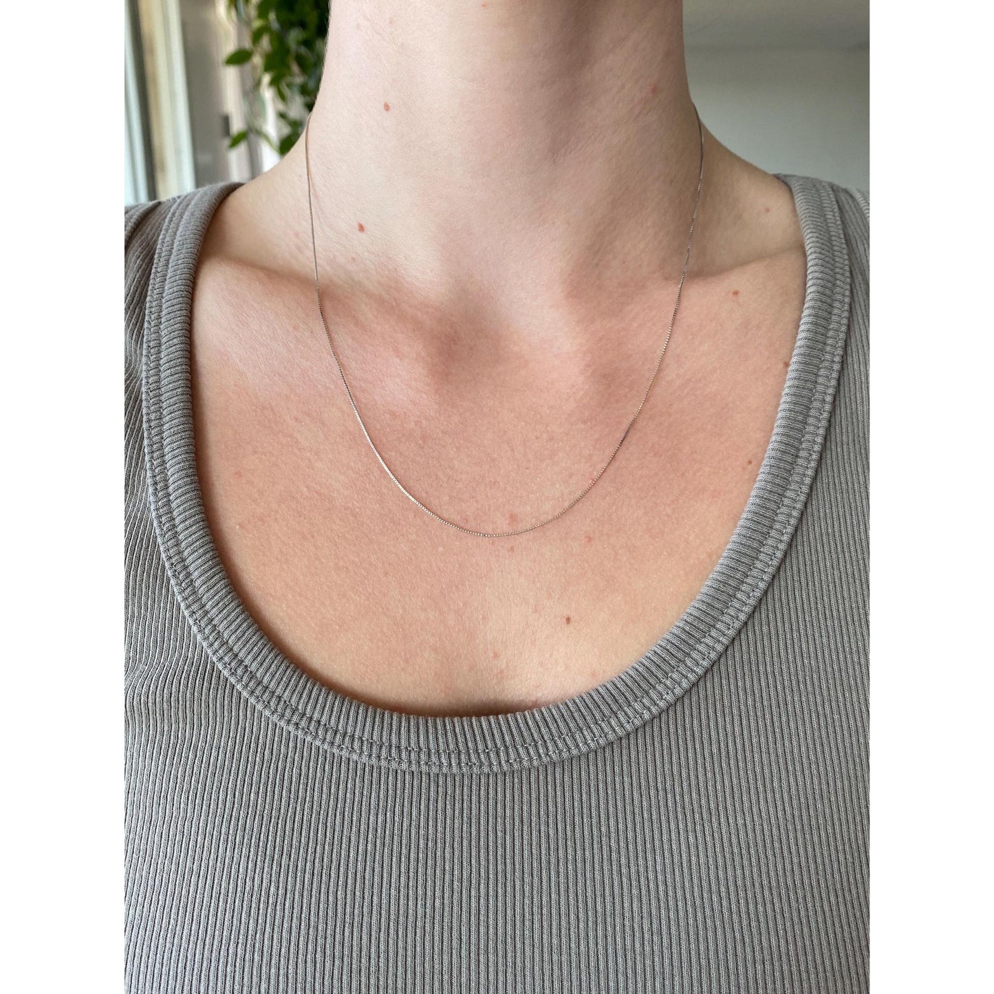 Vintage Solid 14k White Gold Dainty Box Chain Necklace - 18.75 inches