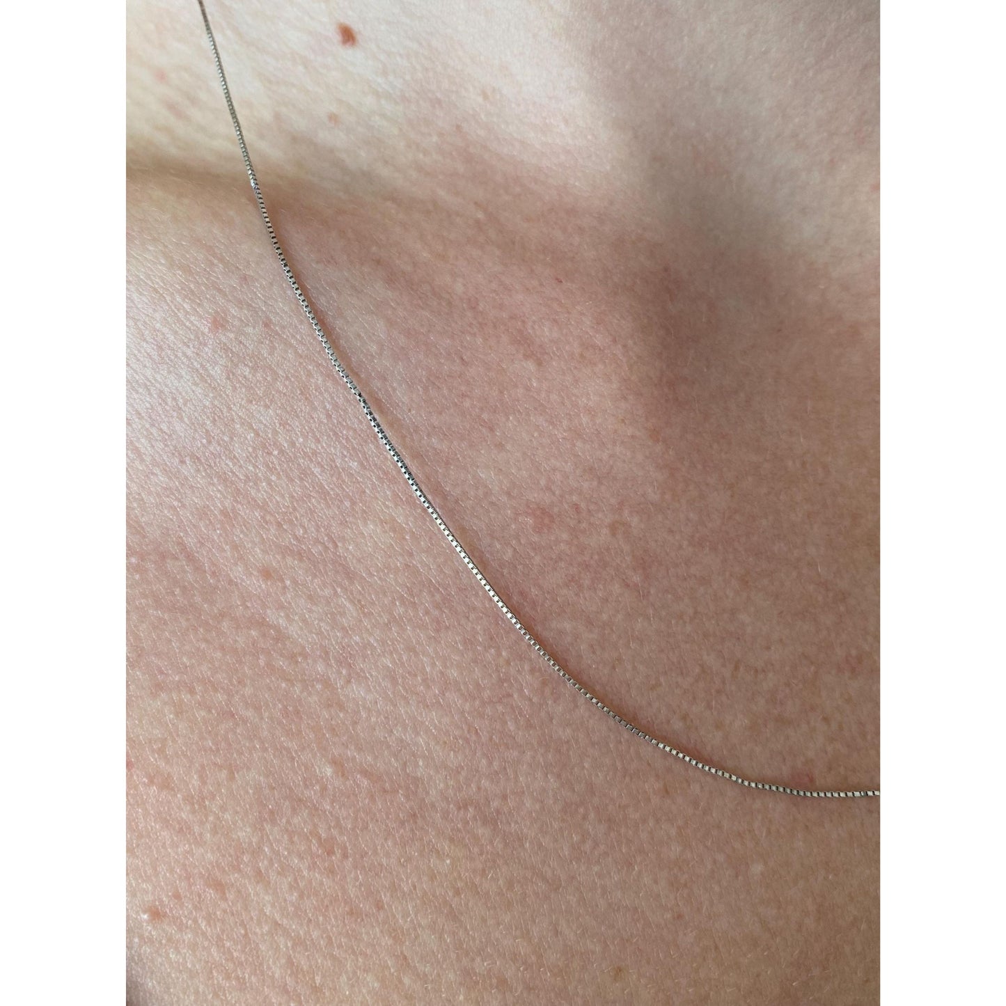 Vintage Solid 14k White Gold Dainty Box Chain Necklace - 18.75 inches