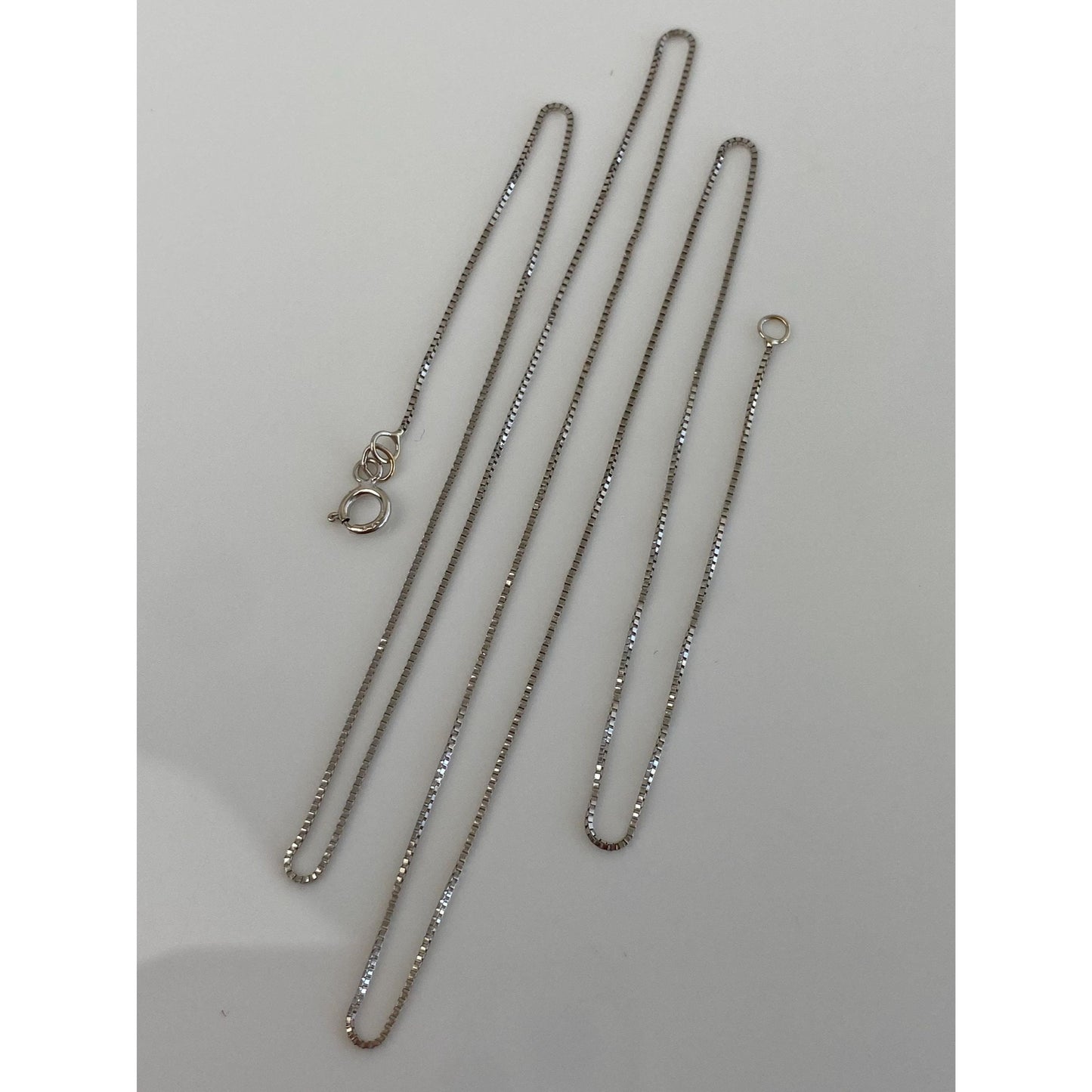 Vintage Solid 14k White Gold Dainty Box Chain Necklace - 18.75 inches