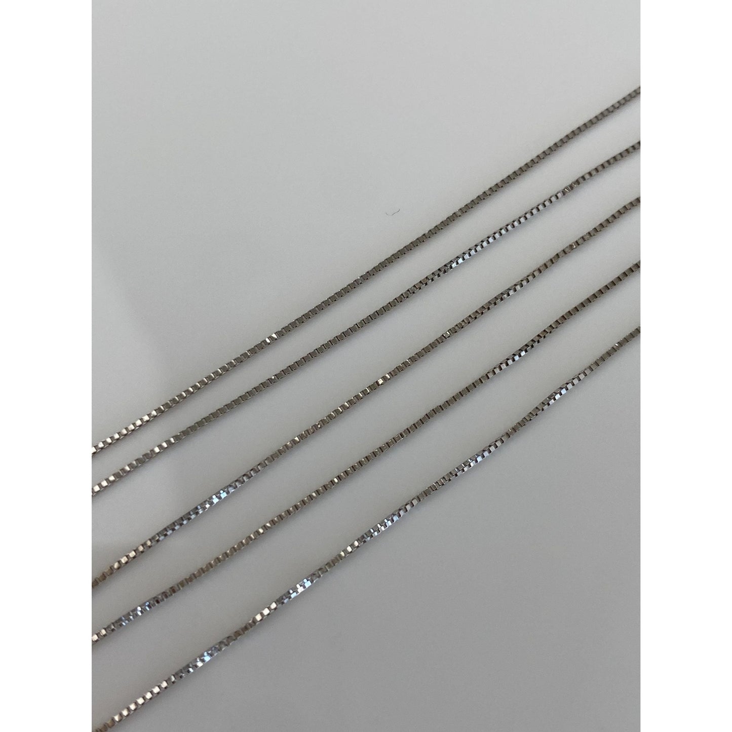 Vintage Solid 14k White Gold Dainty Box Chain Necklace - 18.75 inches