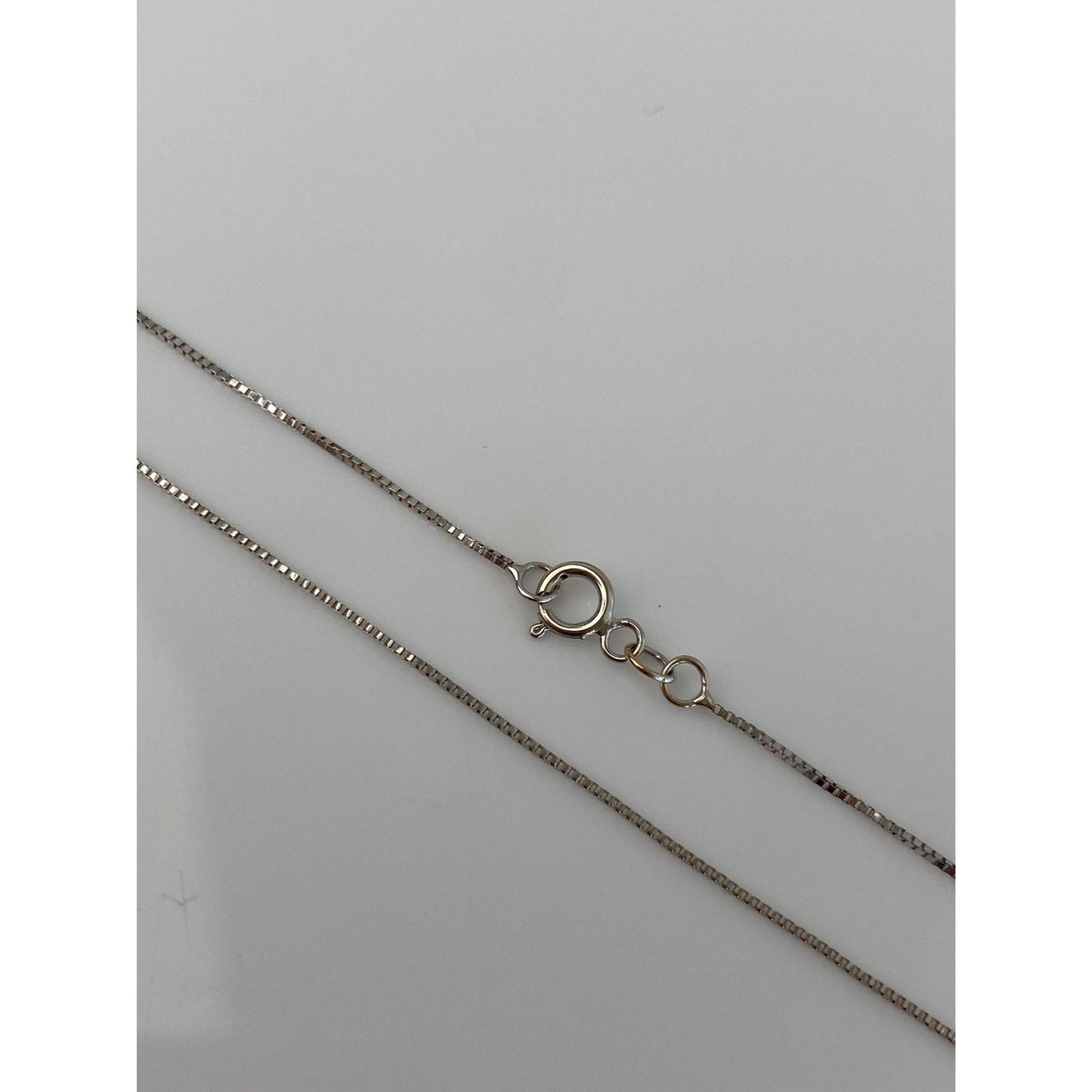 Vintage Solid 14k White Gold Dainty Box Chain Necklace - 18.75 inches