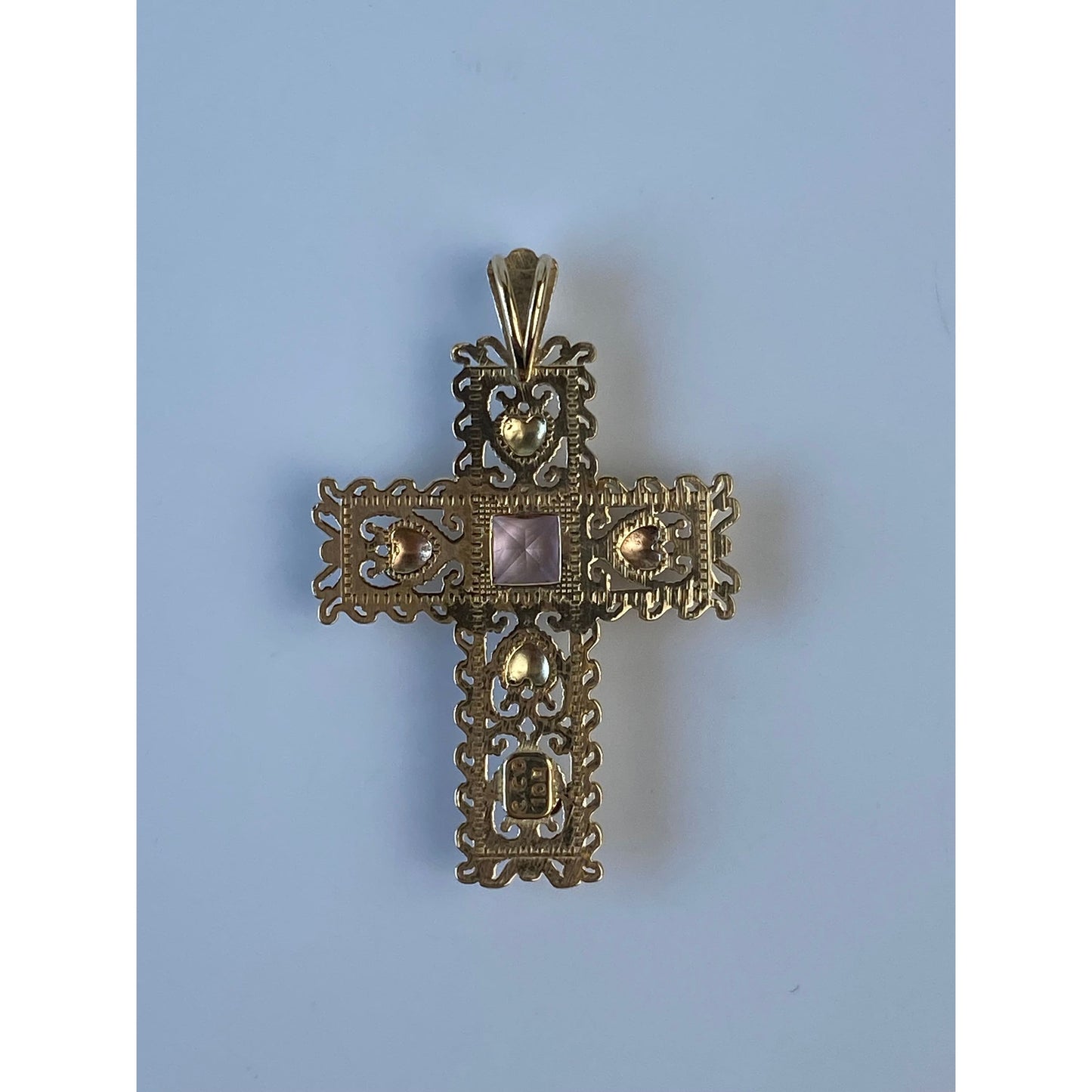 Vintage Solid 10k Black Hills Gold Cubic Zirconia Cross Charm