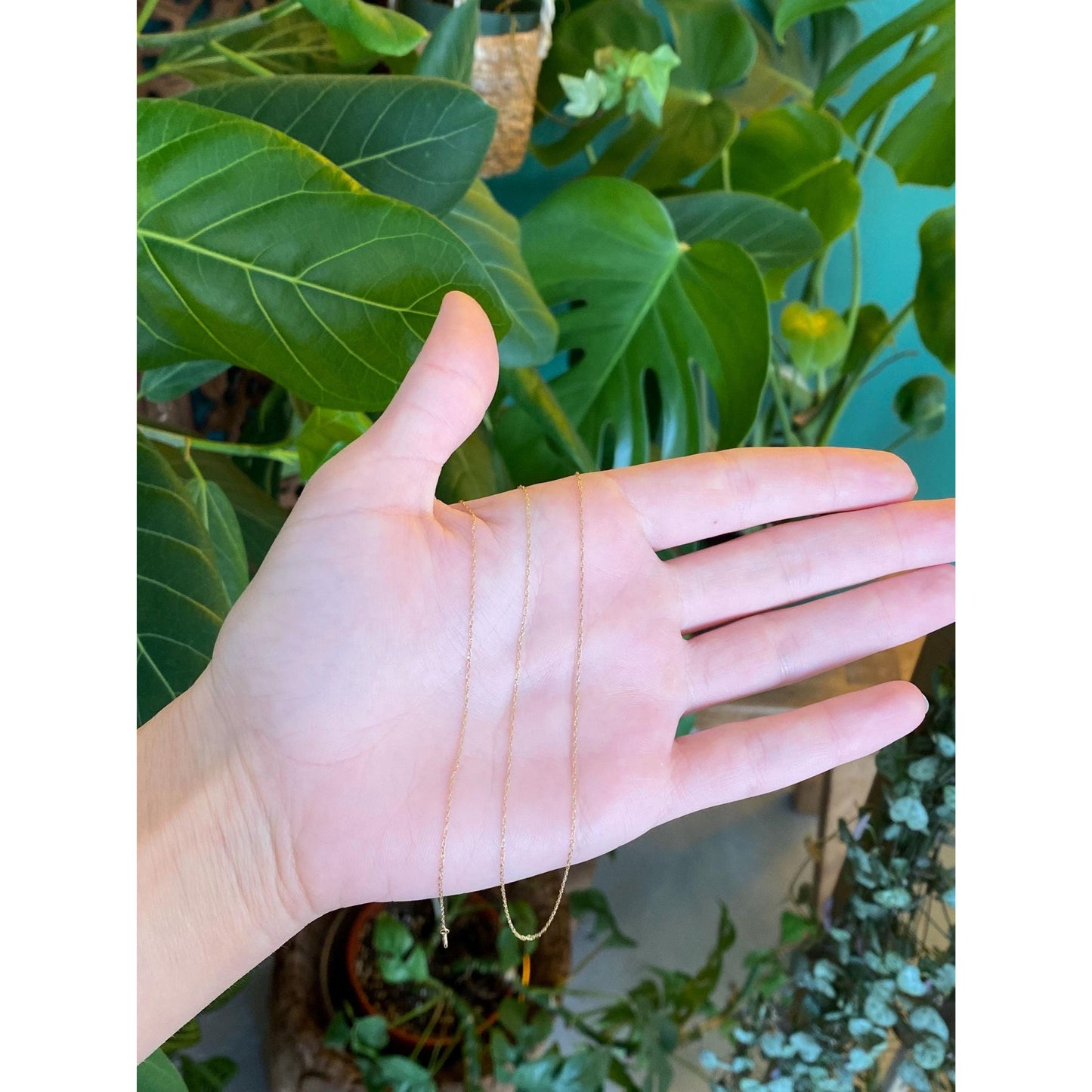 Vintage Solid 10k Yellow Gold Dainty Chain Necklace - 18 inches