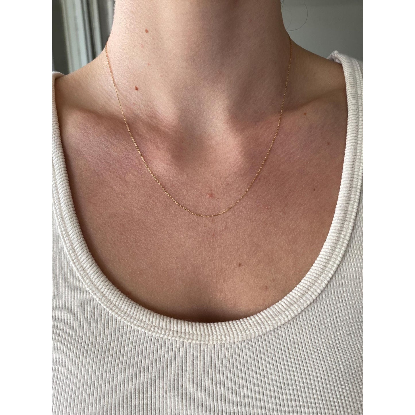 Vintage Solid 10k Yellow Gold Dainty Chain Necklace - 18 inches