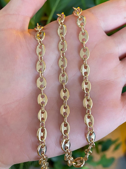 Vintage Solid 9k Yellow Gold Mariner Link Necklace - 21 inches
