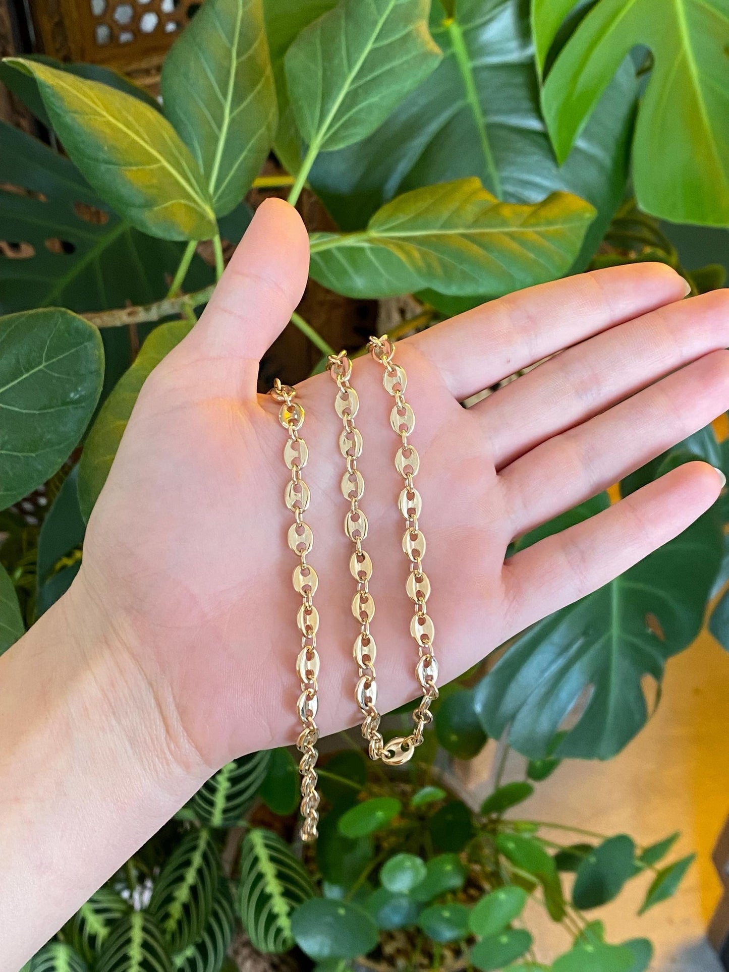 Vintage Solid 9k Yellow Gold Mariner Link Necklace - 21 inches