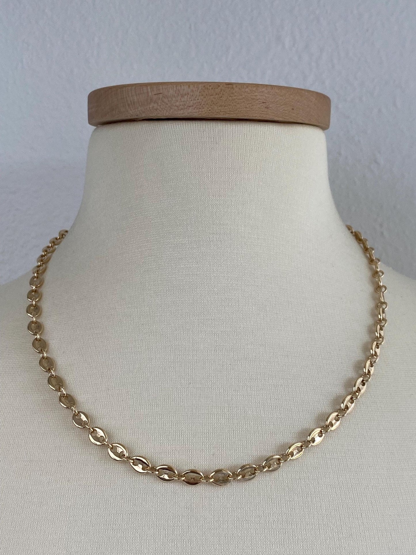 Vintage Solid 9k Yellow Gold Mariner Link Necklace - 21 inches