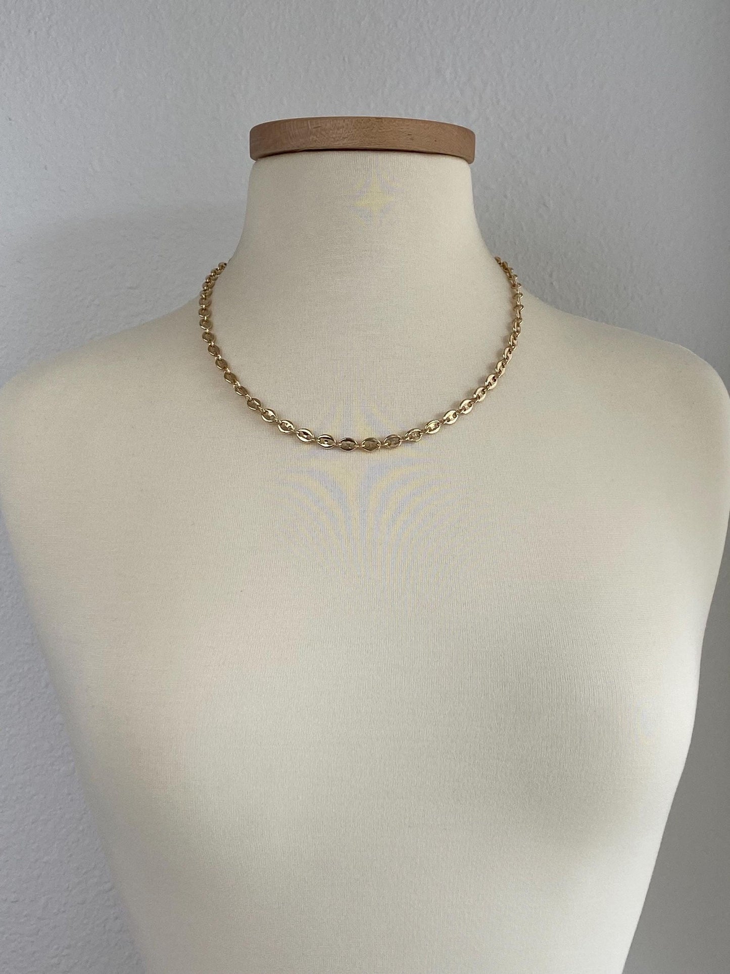 Vintage Solid 9k Yellow Gold Mariner Link Necklace - 21 inches