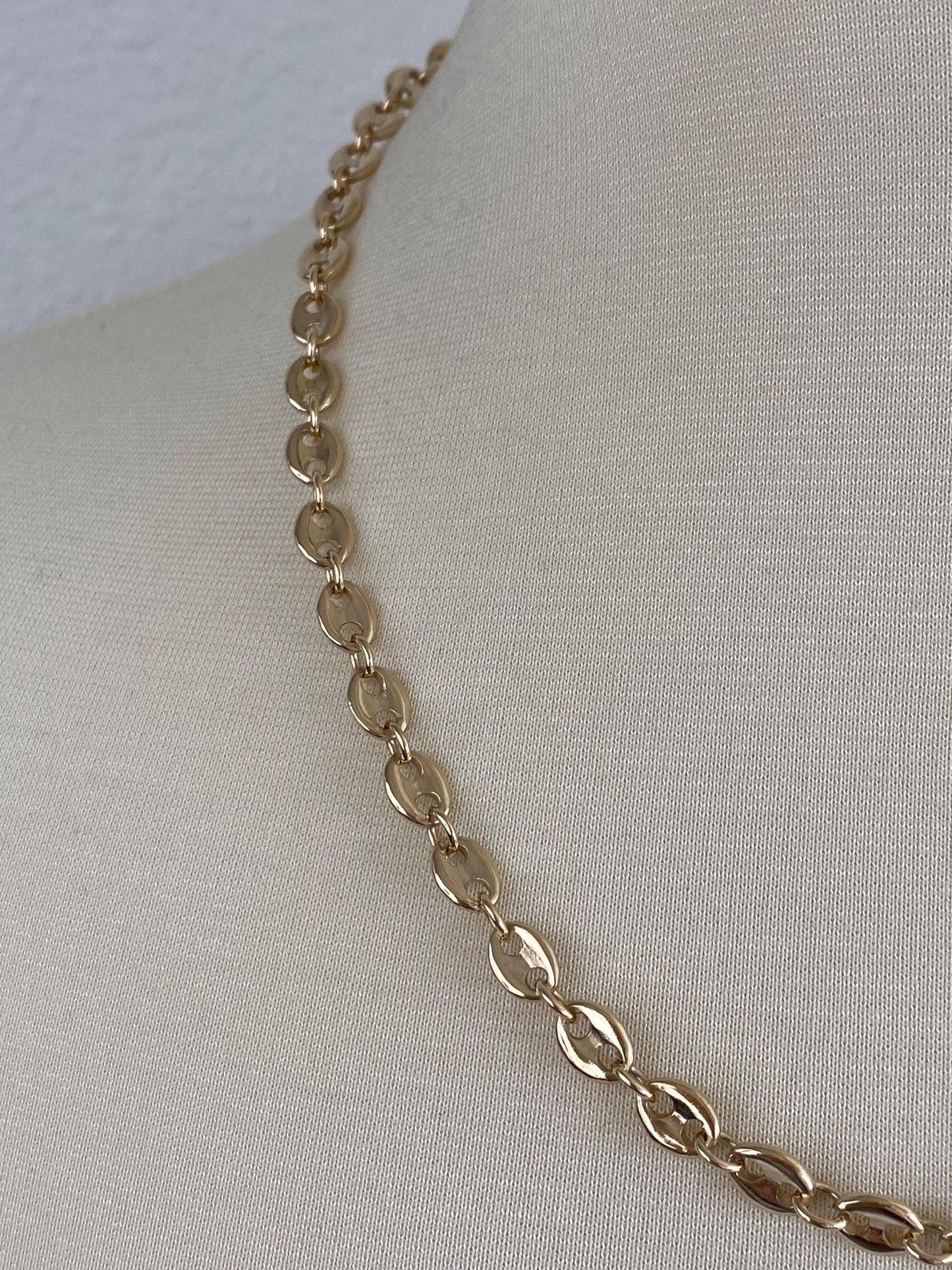 Vintage Solid 9k Yellow Gold Mariner Link Necklace - 21 inches