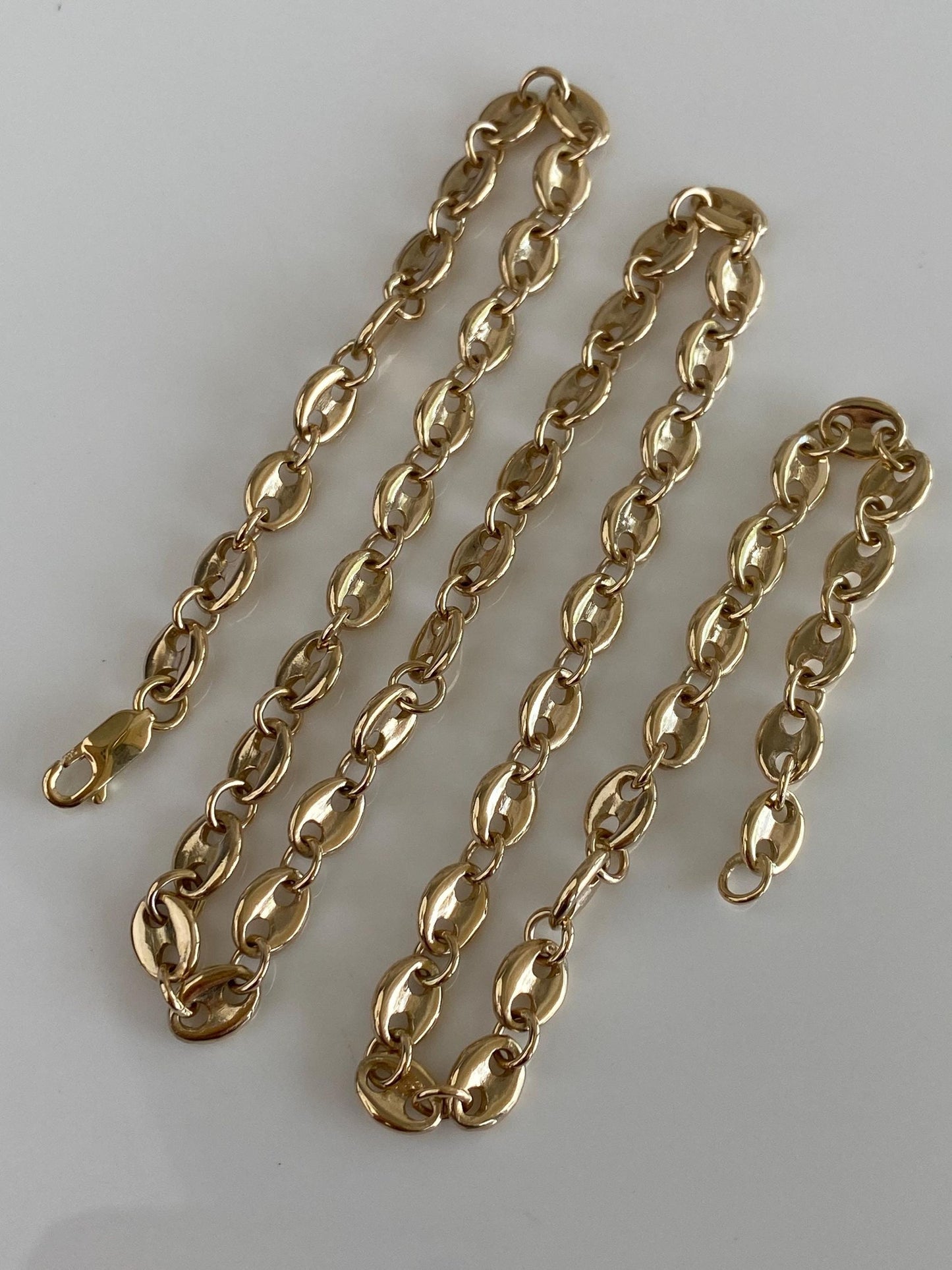 Vintage Solid 9k Yellow Gold Mariner Link Necklace - 21 inches