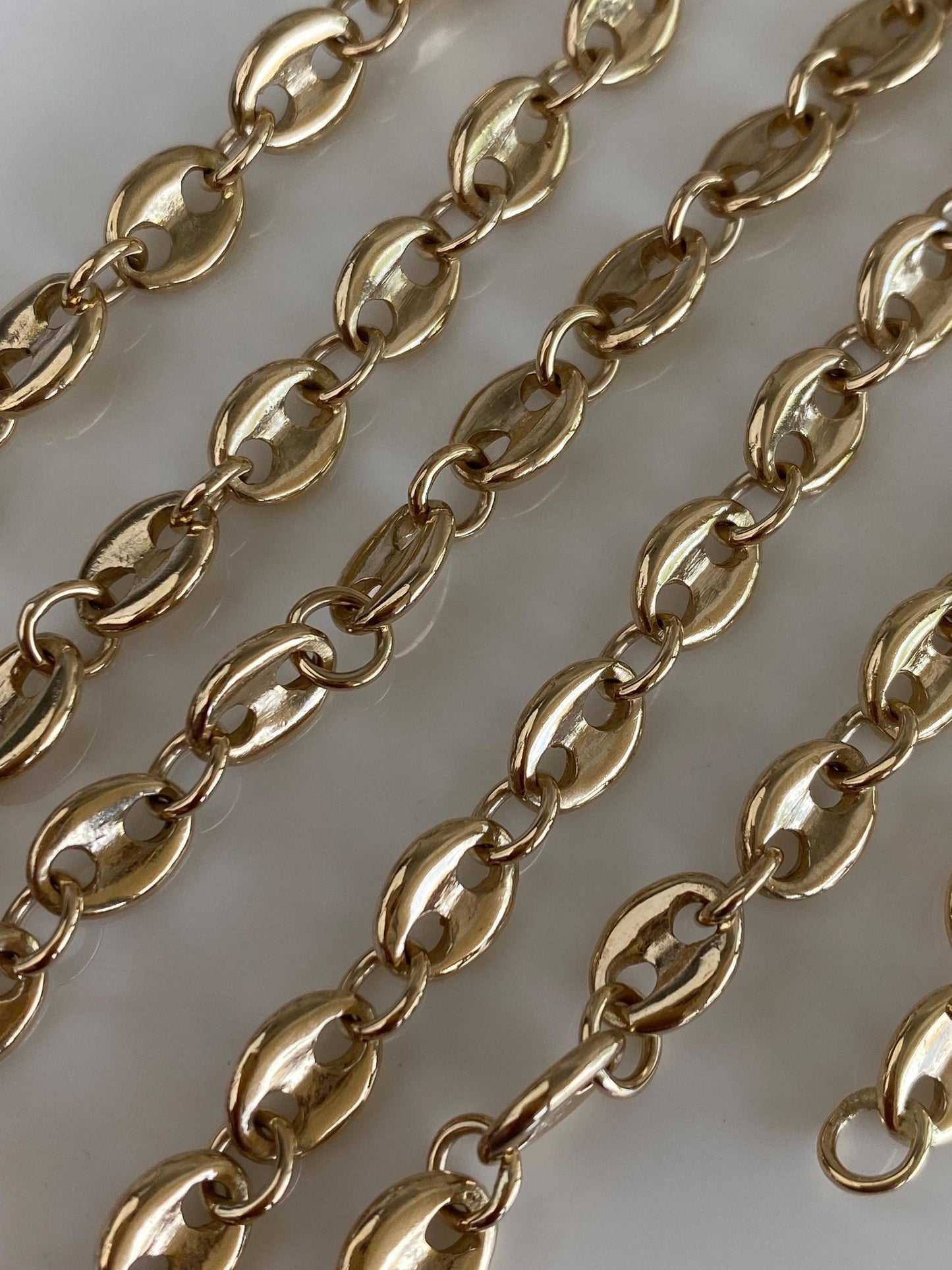 Vintage Solid 9k Yellow Gold Mariner Link Necklace - 21 inches