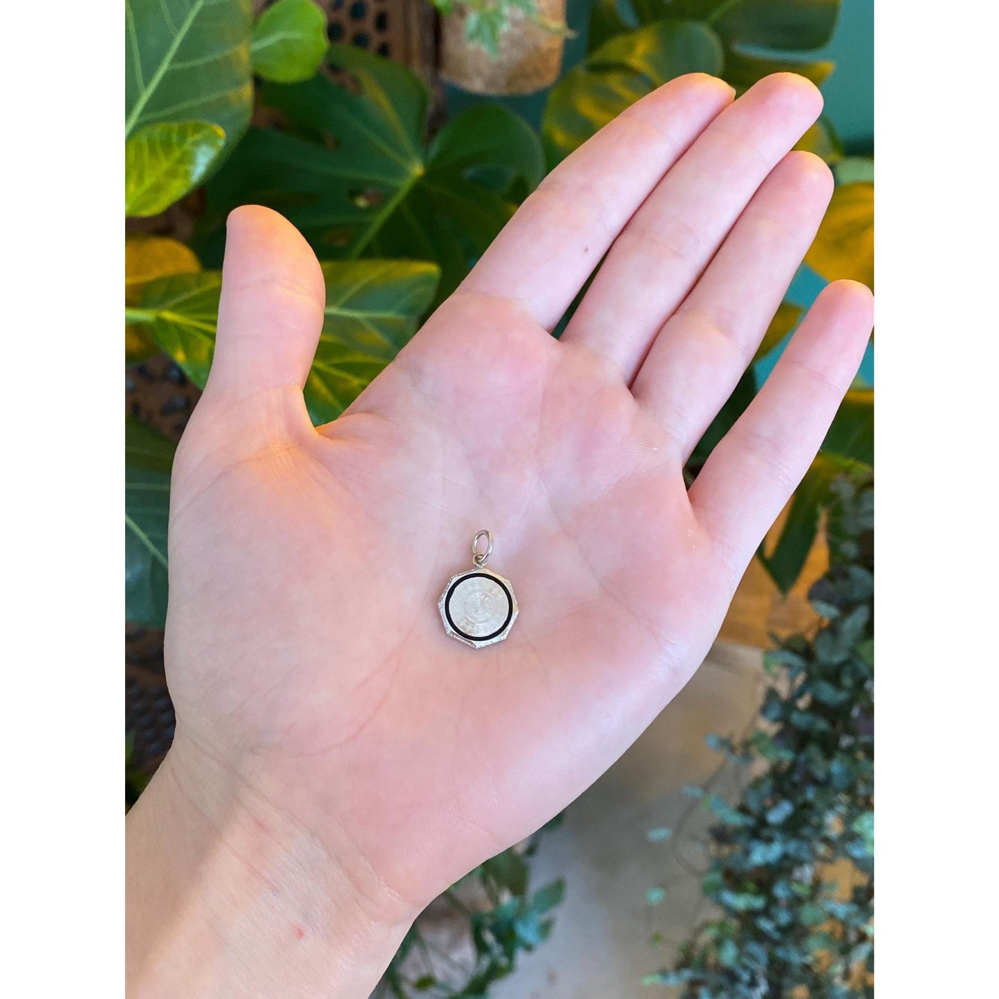 Solid 14k White Gold Black Enamel Cufflink Conversion Charm