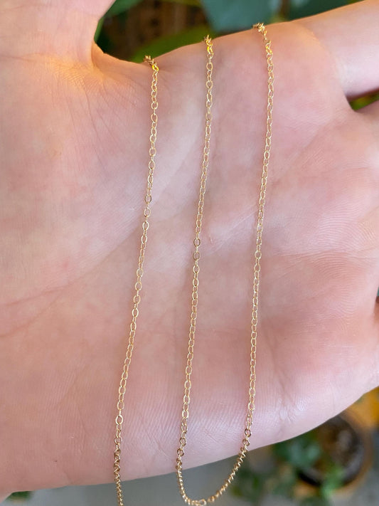 Vintage Solid 14k Yellow Gold Dainty Cable Chain Necklace - 18 inches