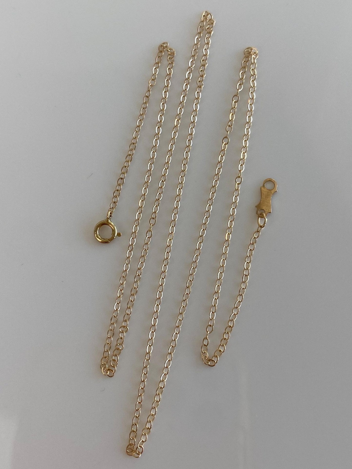 Vintage Solid 14k Yellow Gold Dainty Cable Chain Necklace - 18 inches