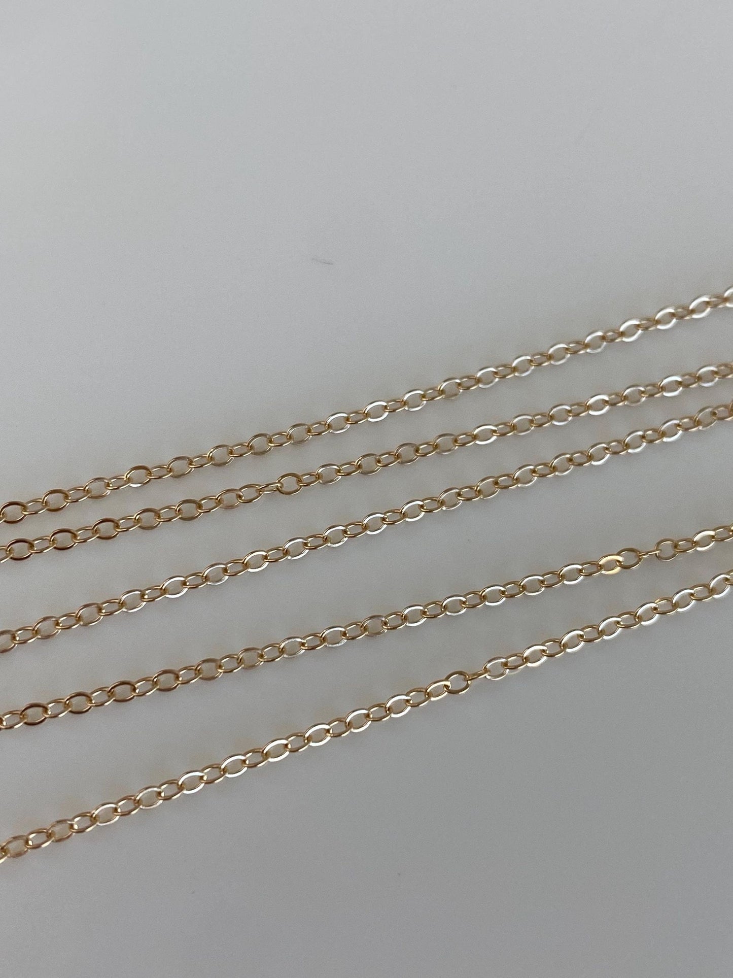 Vintage Solid 14k Yellow Gold Dainty Cable Chain Necklace - 18 inches