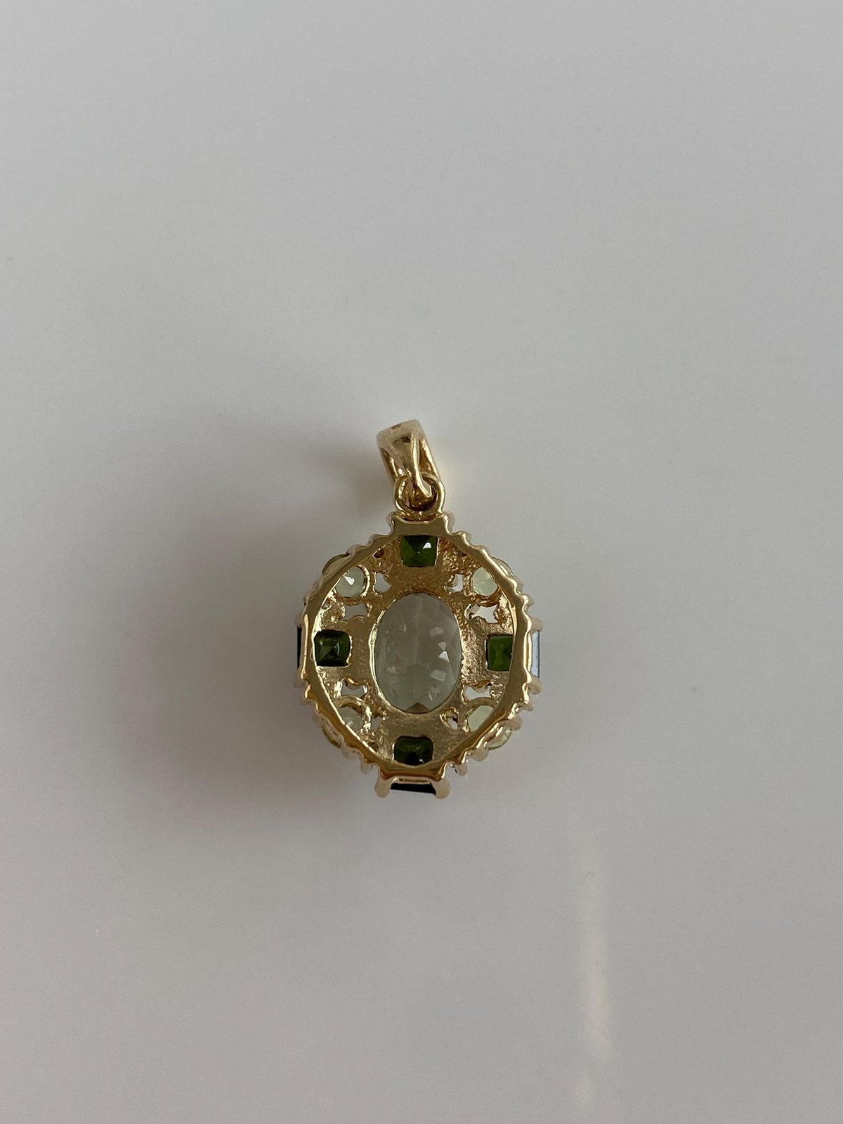 Vintage Solid 10k Yellow Gold Aquamarine Peridot Smokey Quartz Charm
