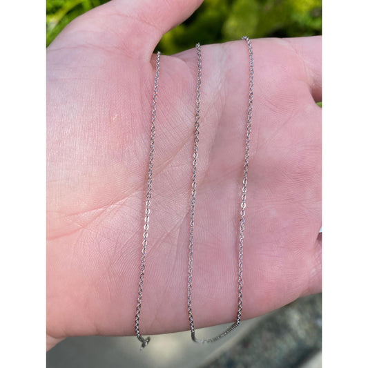 Vintage Solid 10k White Gold Tight Rolo Chain Necklace - 24.75 inches