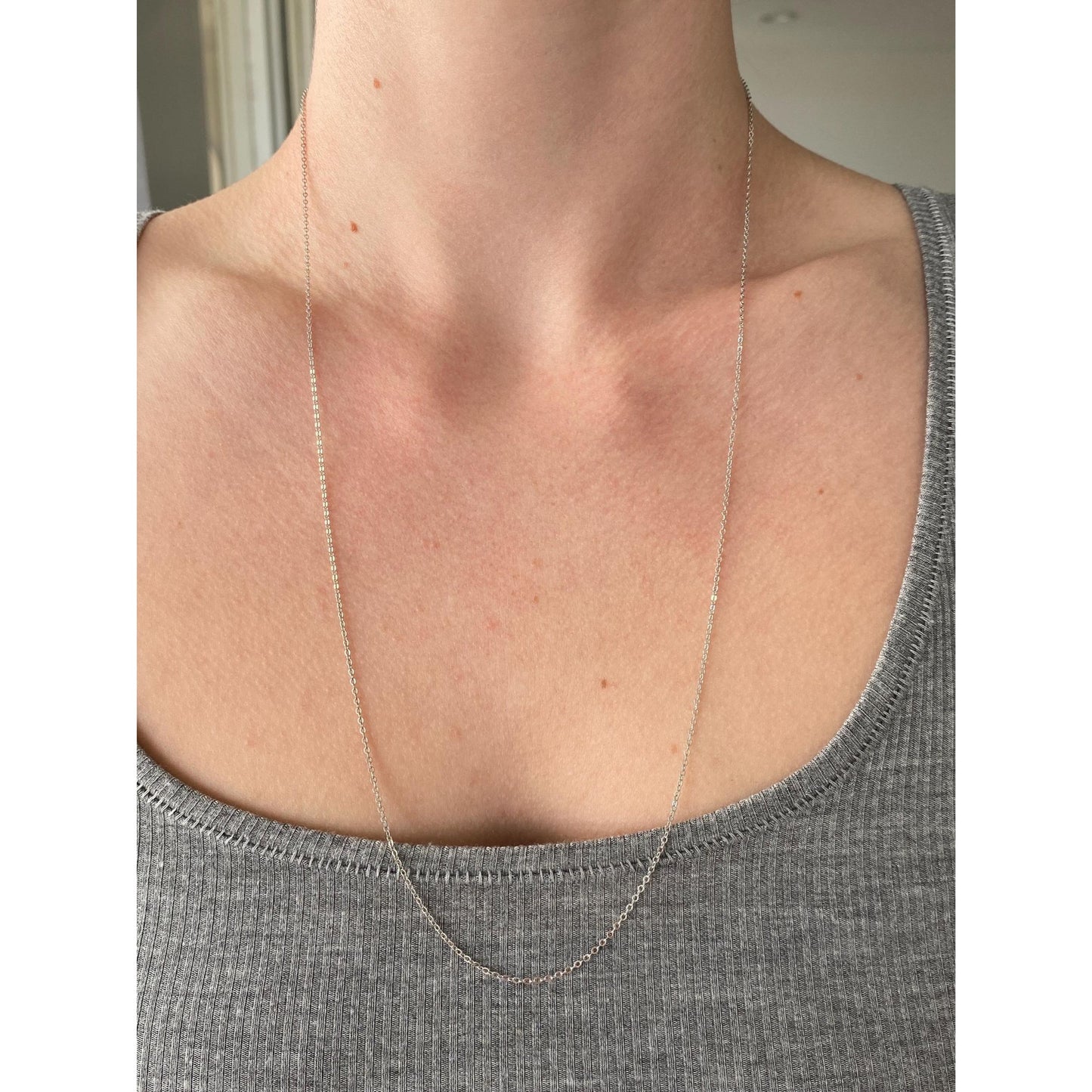 Vintage Solid 10k White Gold Tight Rolo Chain Necklace - 24.75 inches