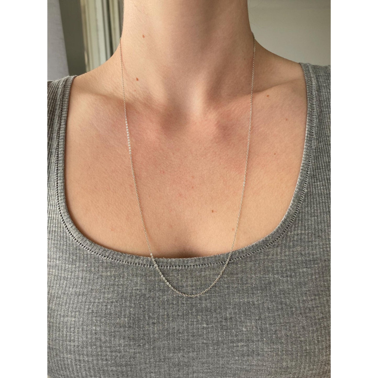 Vintage Solid 10k White Gold Tight Rolo Chain Necklace - 24.75 inches