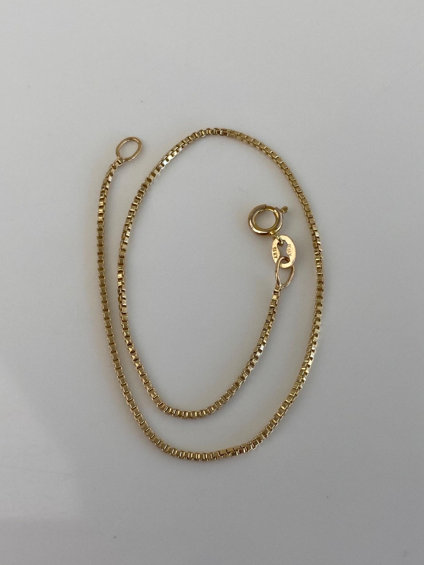 Vintage Solid 14k Yellow Gold Box Chain Bracelet - 7.25 inches