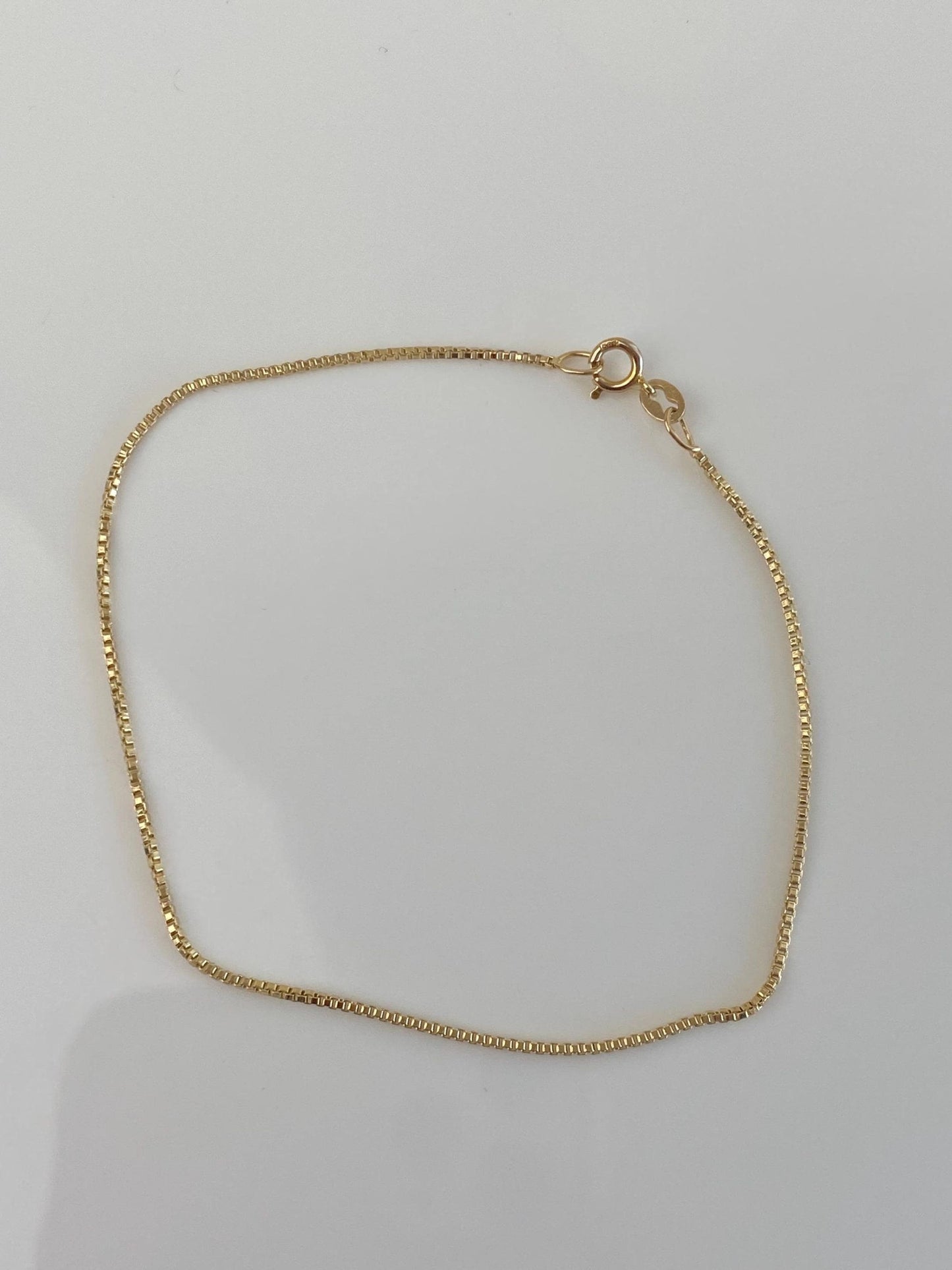 Vintage Solid 14k Yellow Gold Box Chain Bracelet - 7.25 inches