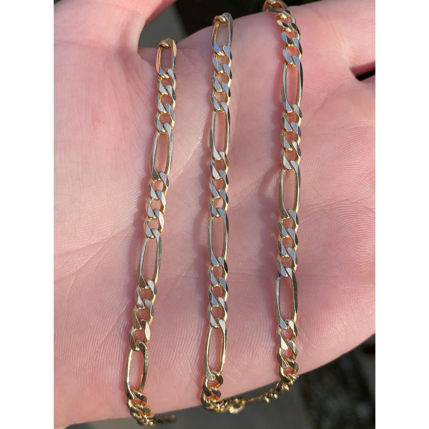 Vintage Solid 14k Yellow Gold Figaro Chain Necklace - 22 inches