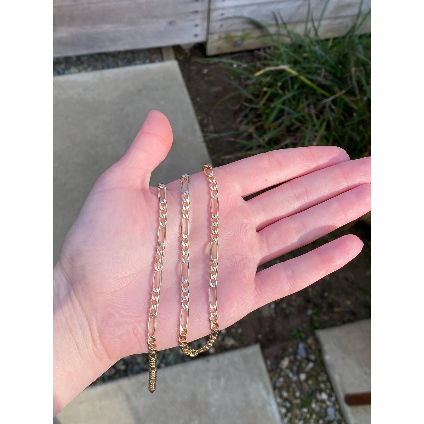 Vintage Solid 14k Yellow Gold Figaro Chain Necklace - 22 inches