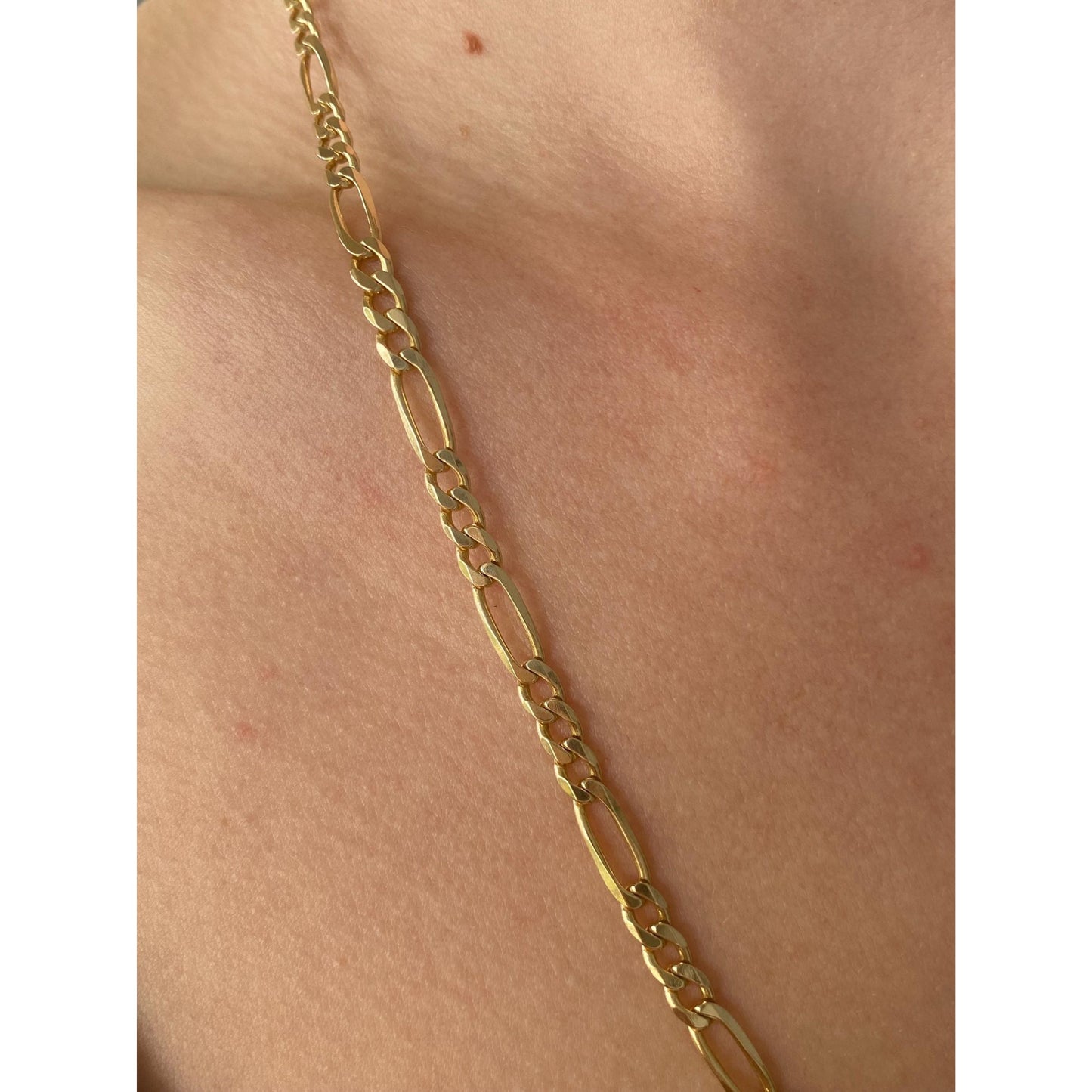 Vintage Solid 14k Yellow Gold Figaro Chain Necklace - 22 inches