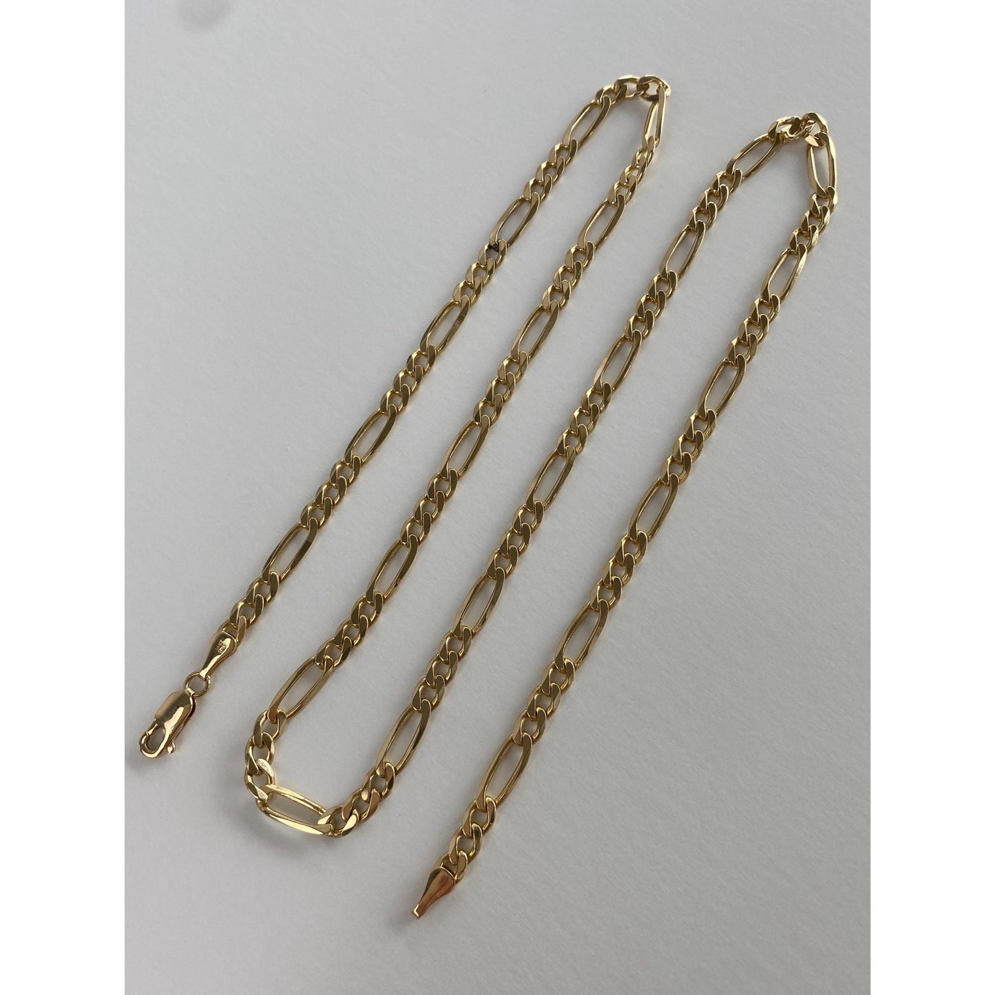 Vintage Solid 14k Yellow Gold Figaro Chain Necklace - 22 inches