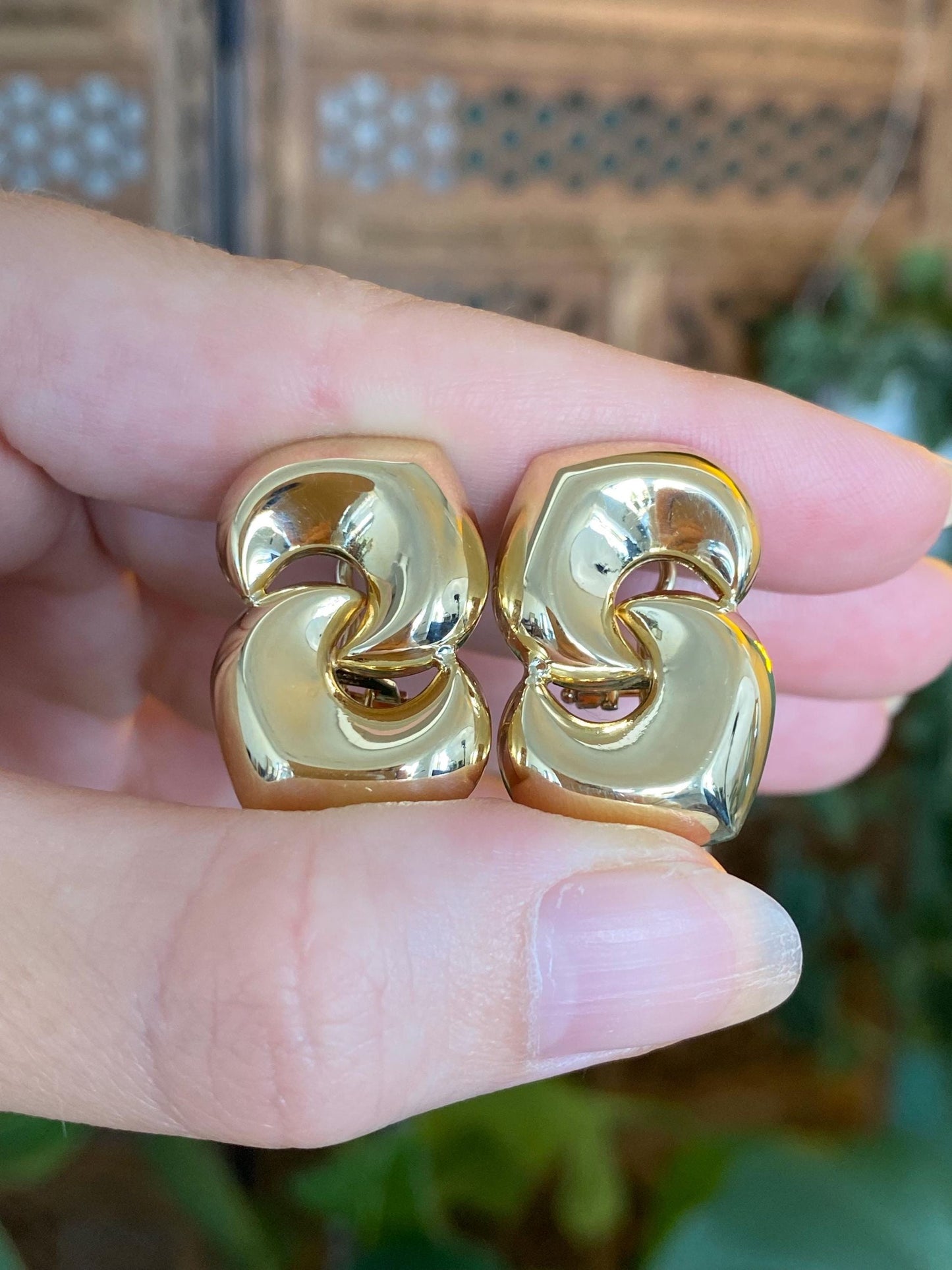 Vintage 14k Yellow Gold Large Link Drop Earrings