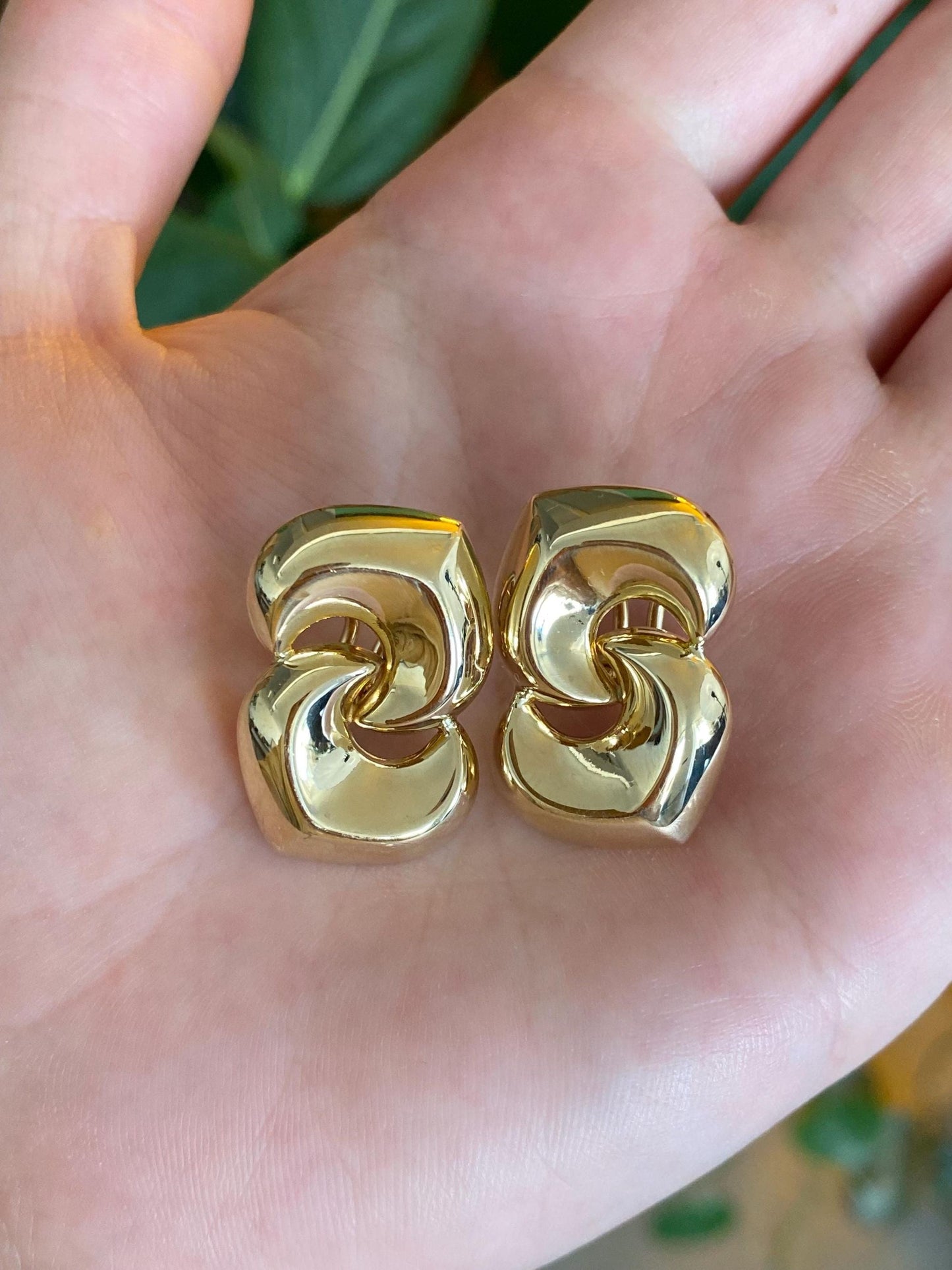 Vintage 14k Yellow Gold Large Link Drop Earrings